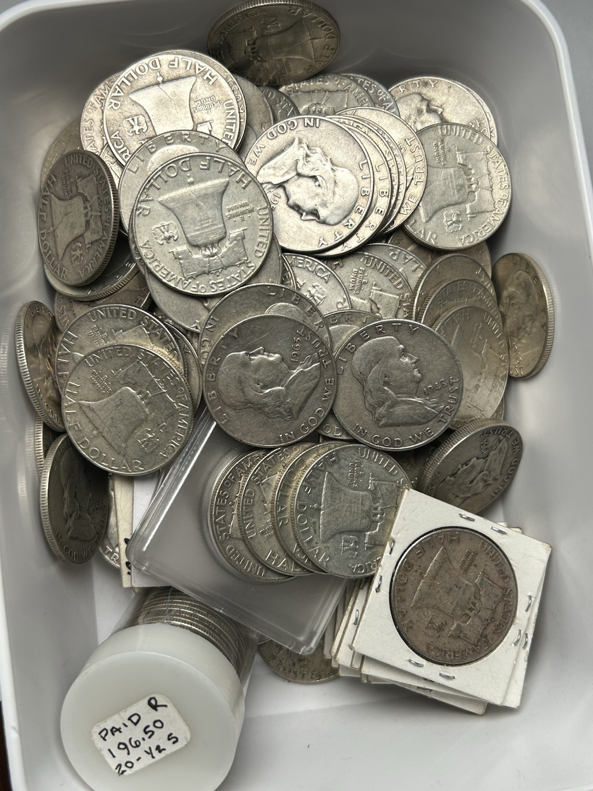 Lot of 50 Franklin Silver Half Dollar Coins $25 Face Value!     A1