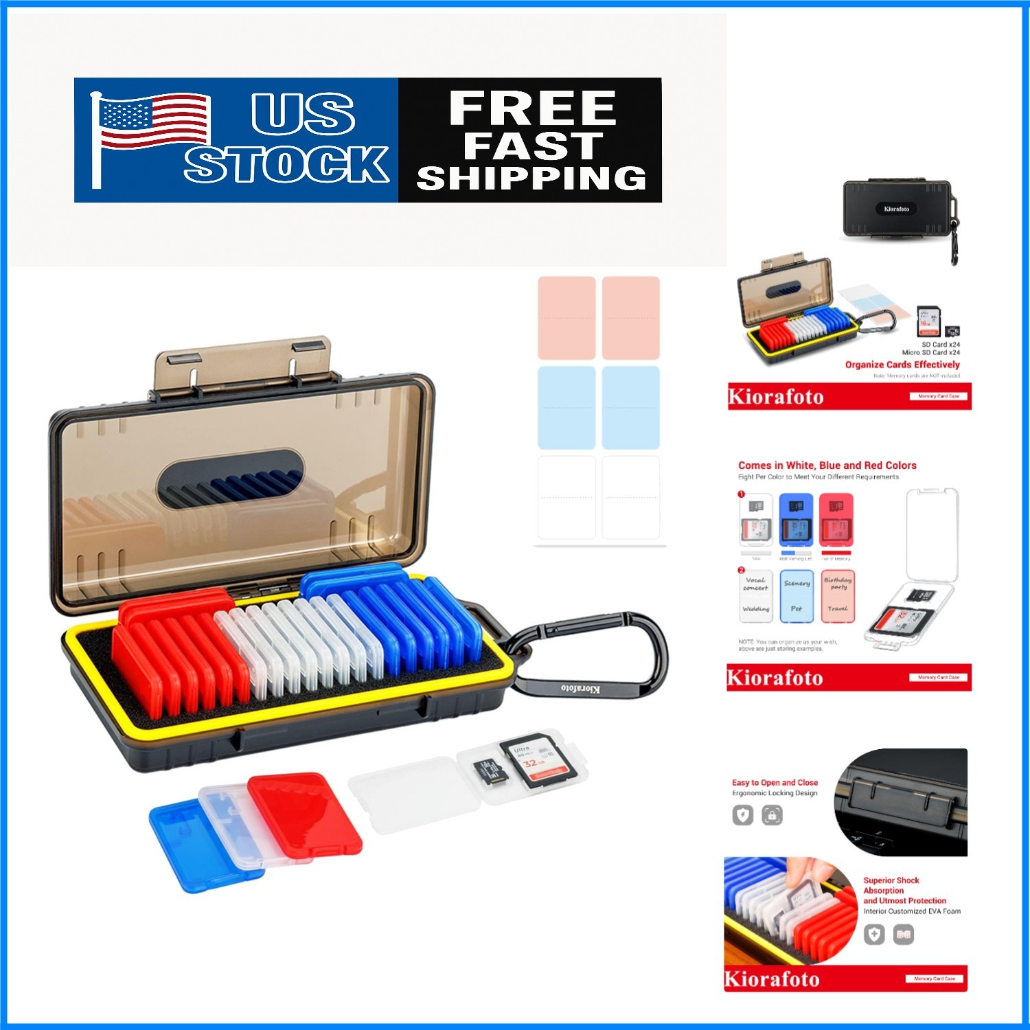 Compact Water-Resistant Memory Card Case: 24 Slots for Secure Storage & Travel