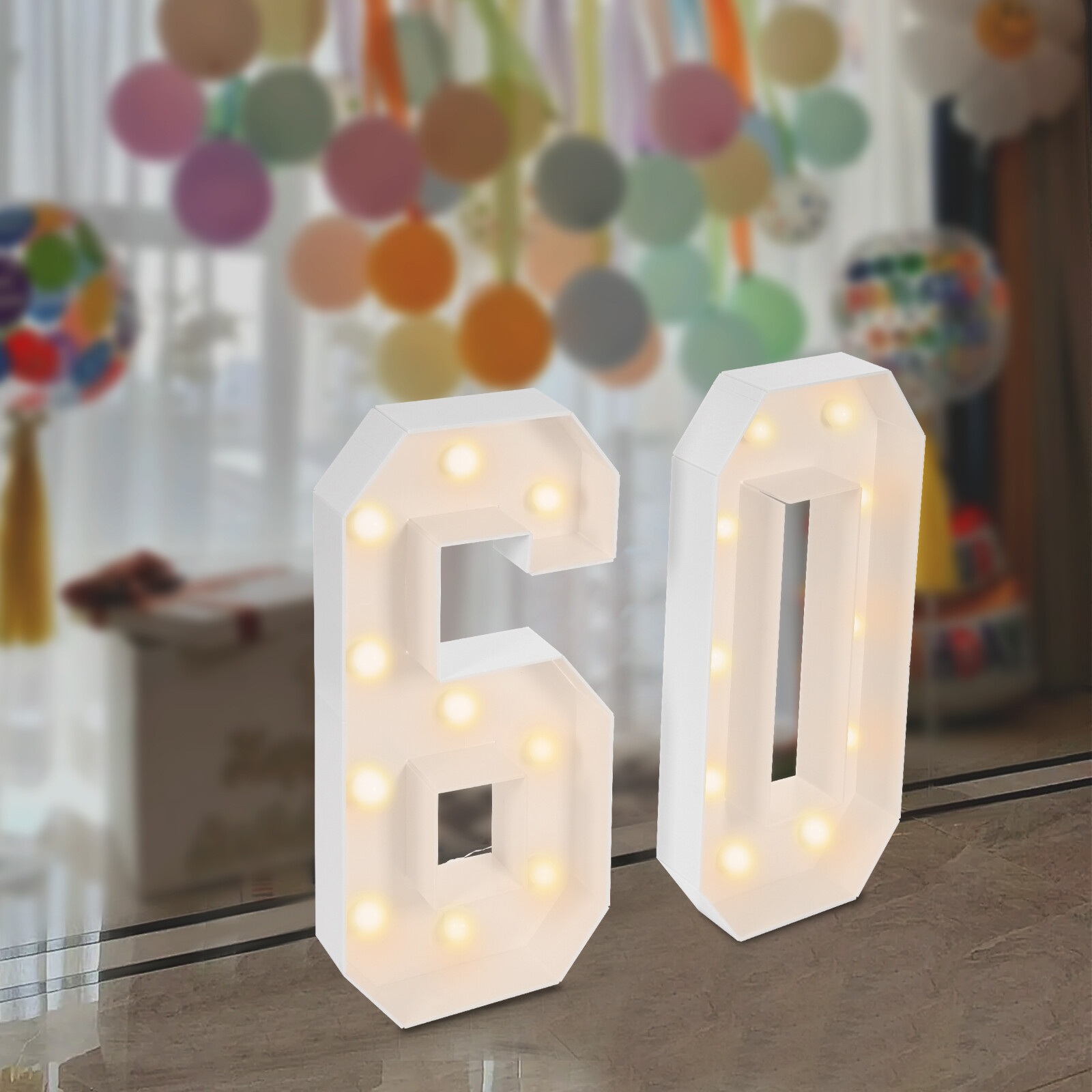 39.37in Height Decorative LED Light Up Numbers, Light Up Number Sign For 60th