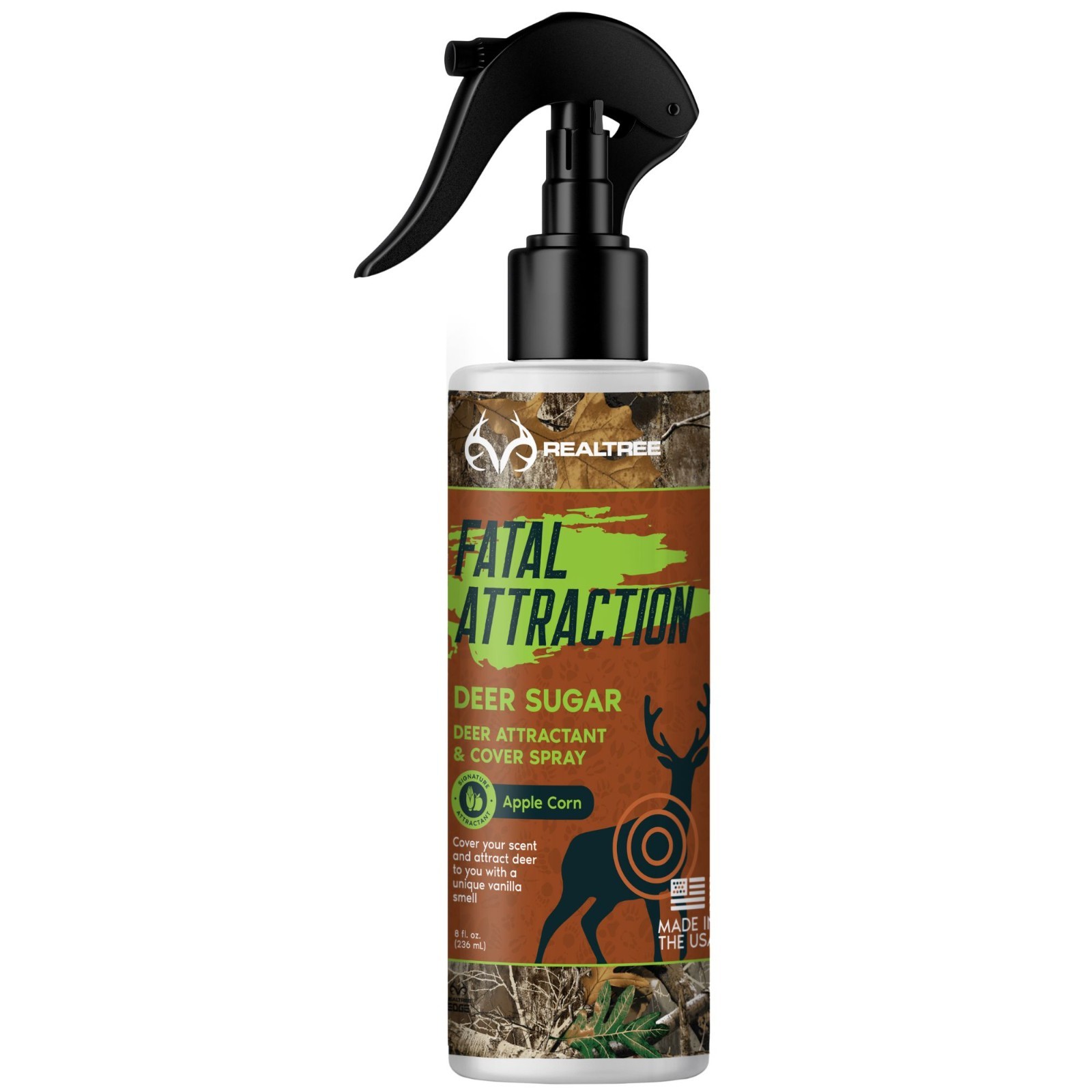 Realtree Fatal Attraction Deer Sugar 8oz Apple Corn Deer Attractant Cover Scent