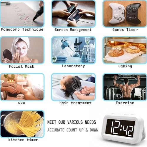 Digital Timer, Magnetic Countdown Kitchen Timers for Cooking, Egg, Oven, White