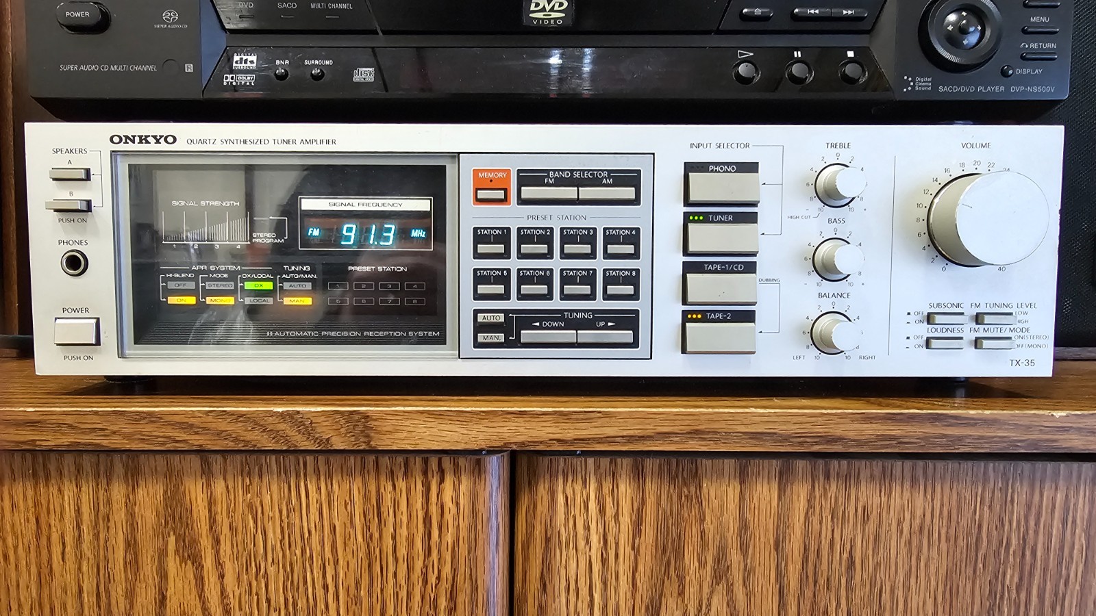 Onkyo TX-35 Quartz Synthesized AM/FM Tuner Receiver Silver fully functional