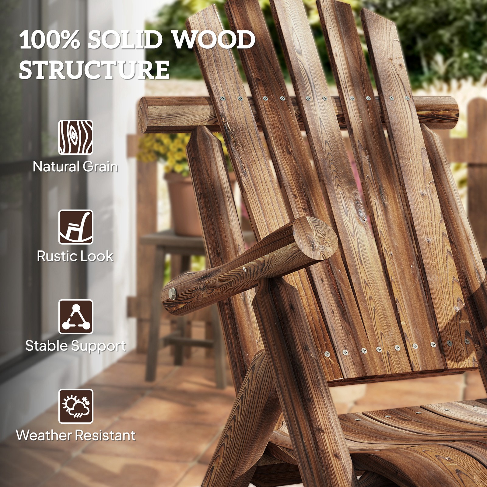 Backyard Adirondack Rocking Chair Outdoor Patio Porch Seat