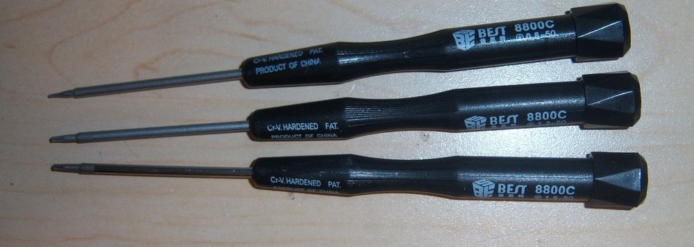 Pentalobe Screwdriver Set of 3,  0.8mm, 1.2mm & 1.5mm  I-phones, I-books, etc