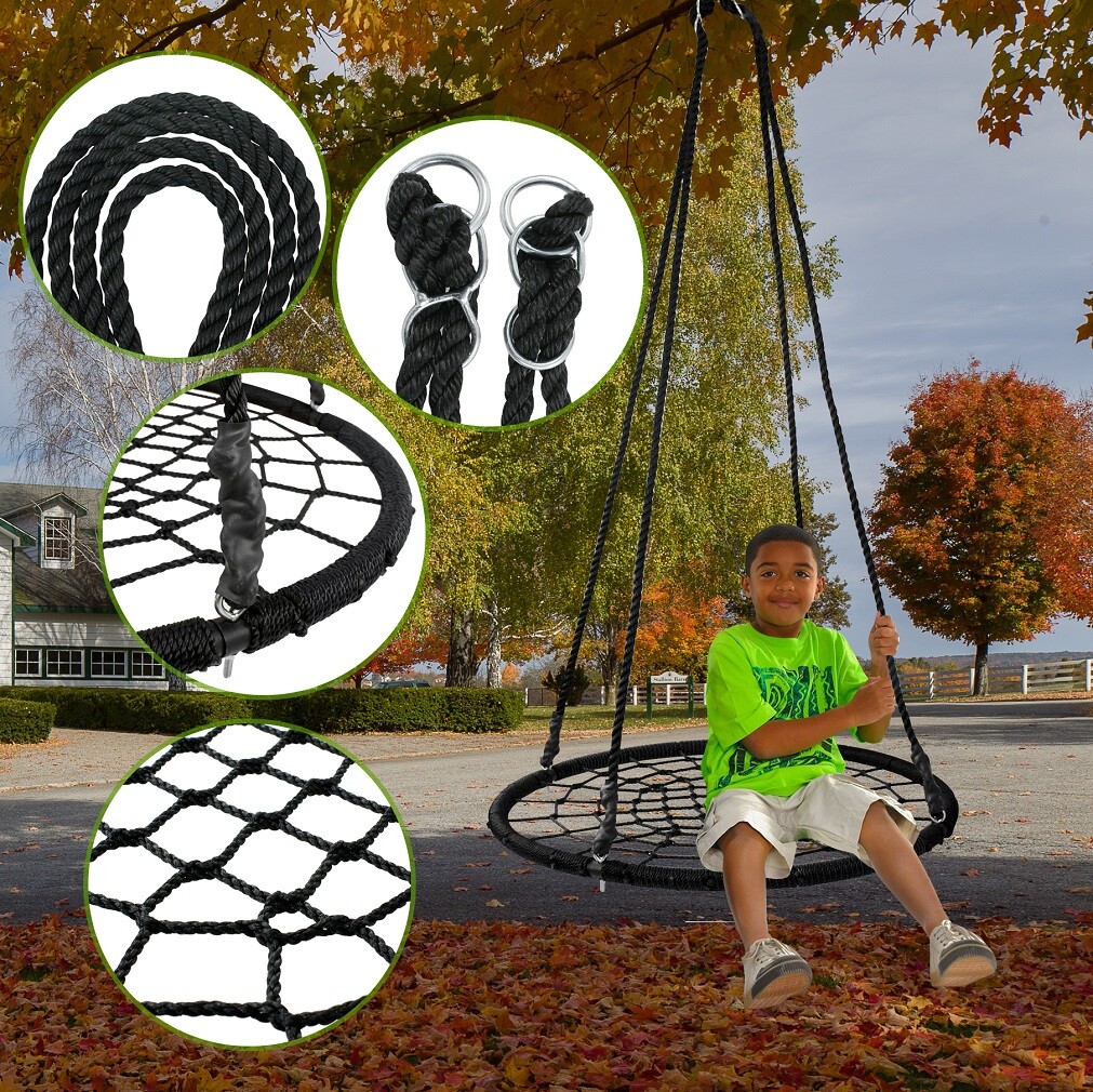 48'' Spider Web Tree Swing Net For Kids Max Weight Adjustable Height 600Lbs