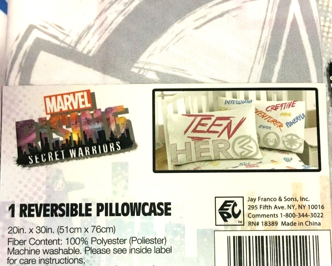 KIDS MARVEL SECRET WARRIORS TEEN HEROES REVERSIBLE PILLOWCASE, 20in x 30in