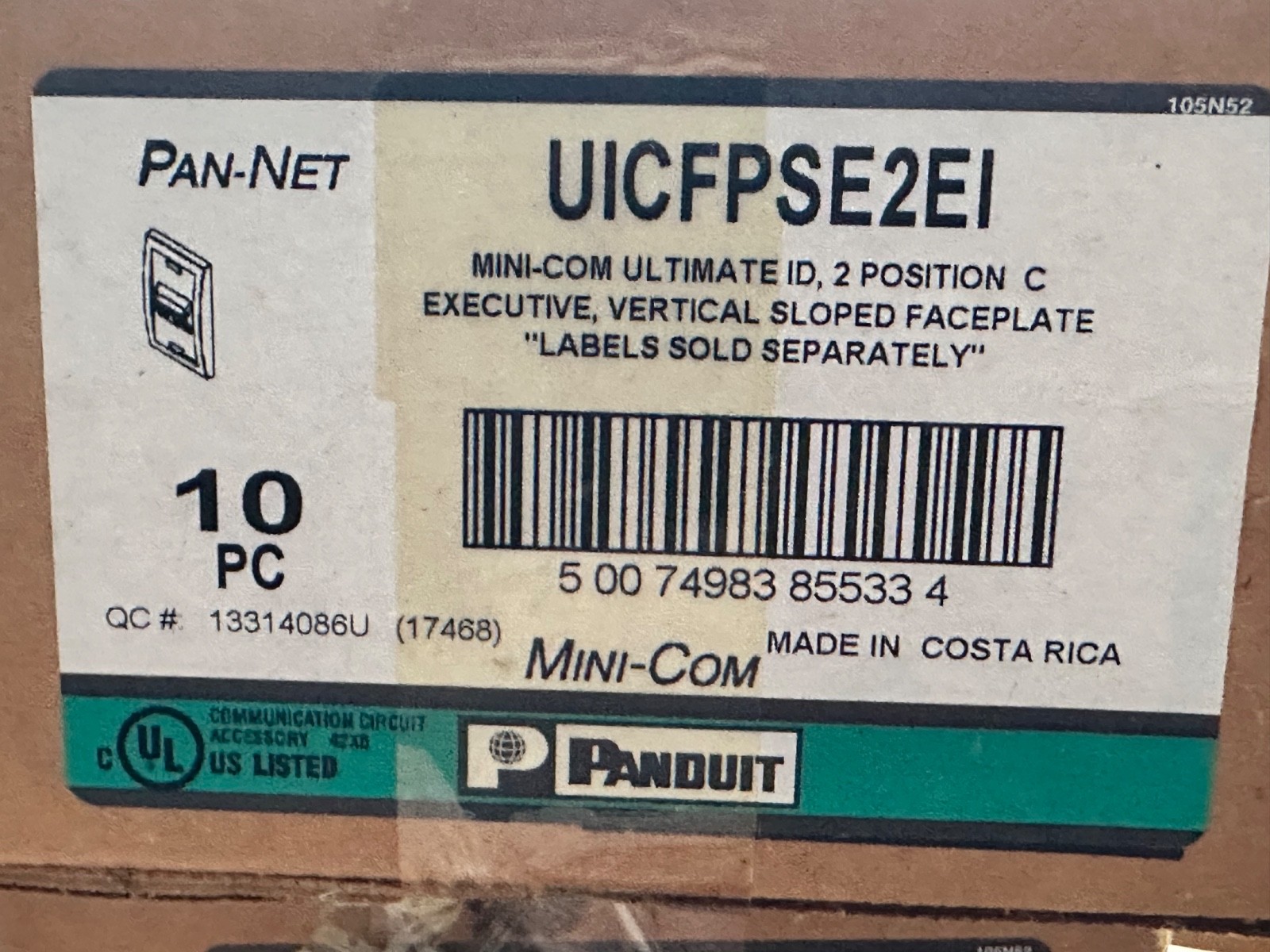 Panduit UICFPSE2EI 2-Port Mini-Com Executive Sloped Faceplate Ivory - Box of 10