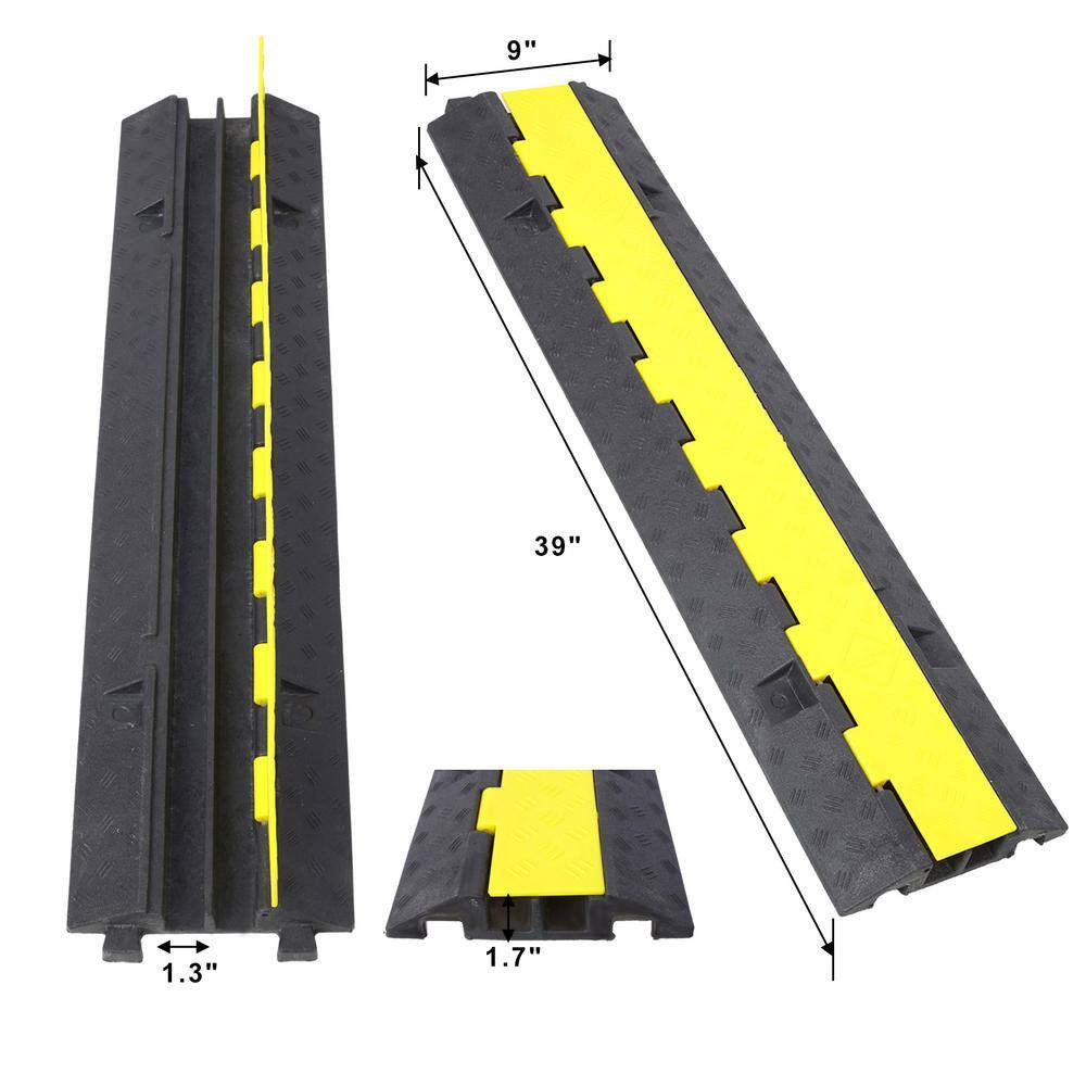 11000 Lbs. Load Capacity 2 Channels Rubber Modular Speed Bump Cable Protector Ra