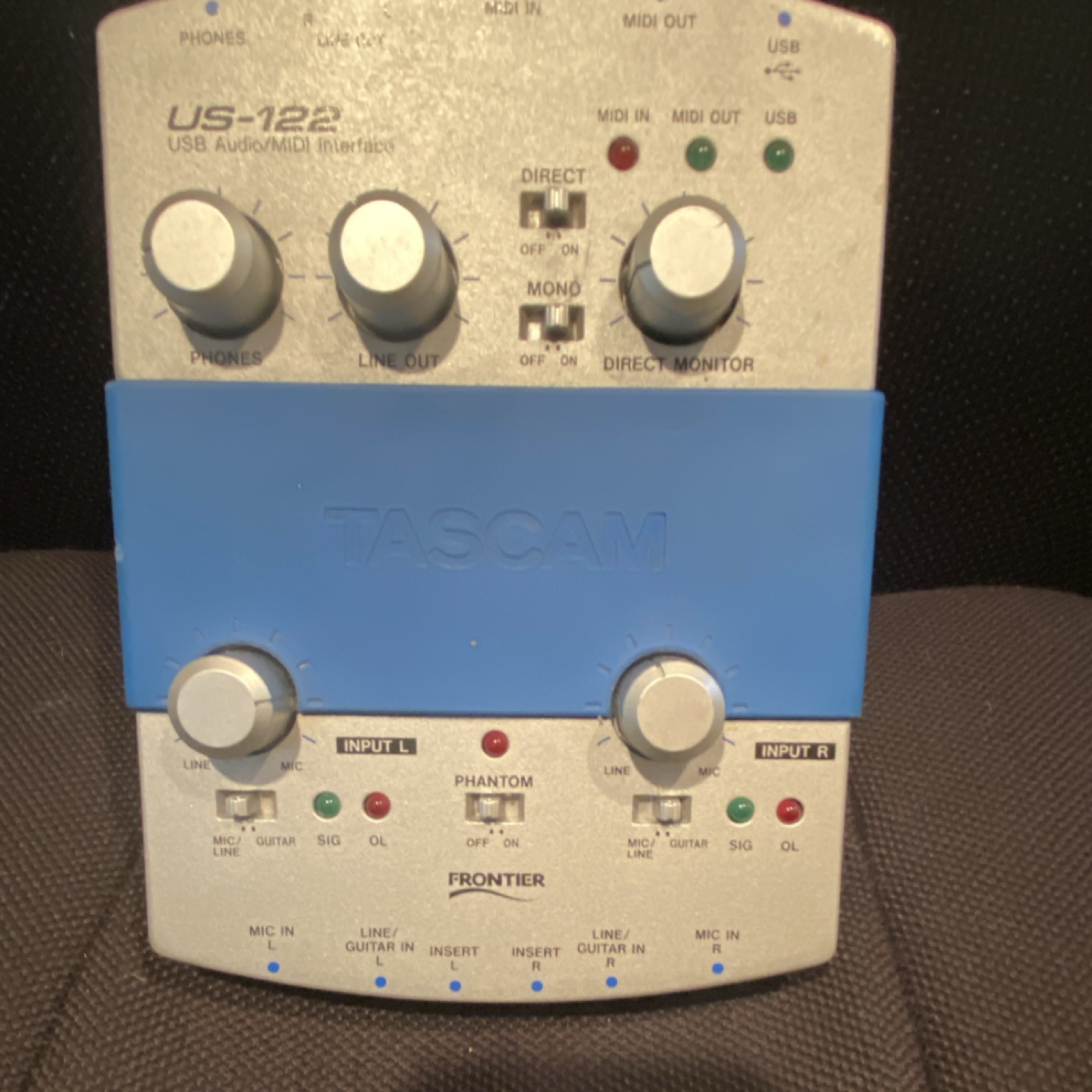TASCAM US-122 USB Audio/MIDI Interface MIDI In/Out Analog In/Out Phantom Power