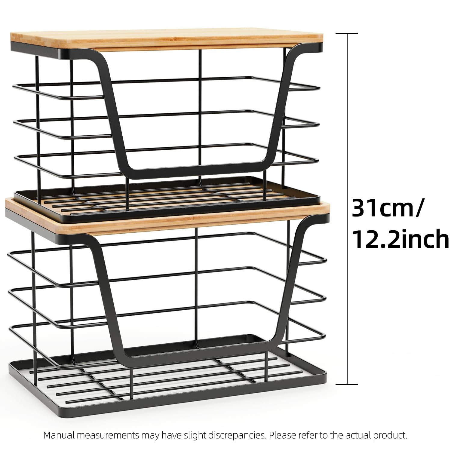 ALOCEO 2 Pack Storage Stackable 2-Pack - Medium&Small, 2-pack - L&s Black