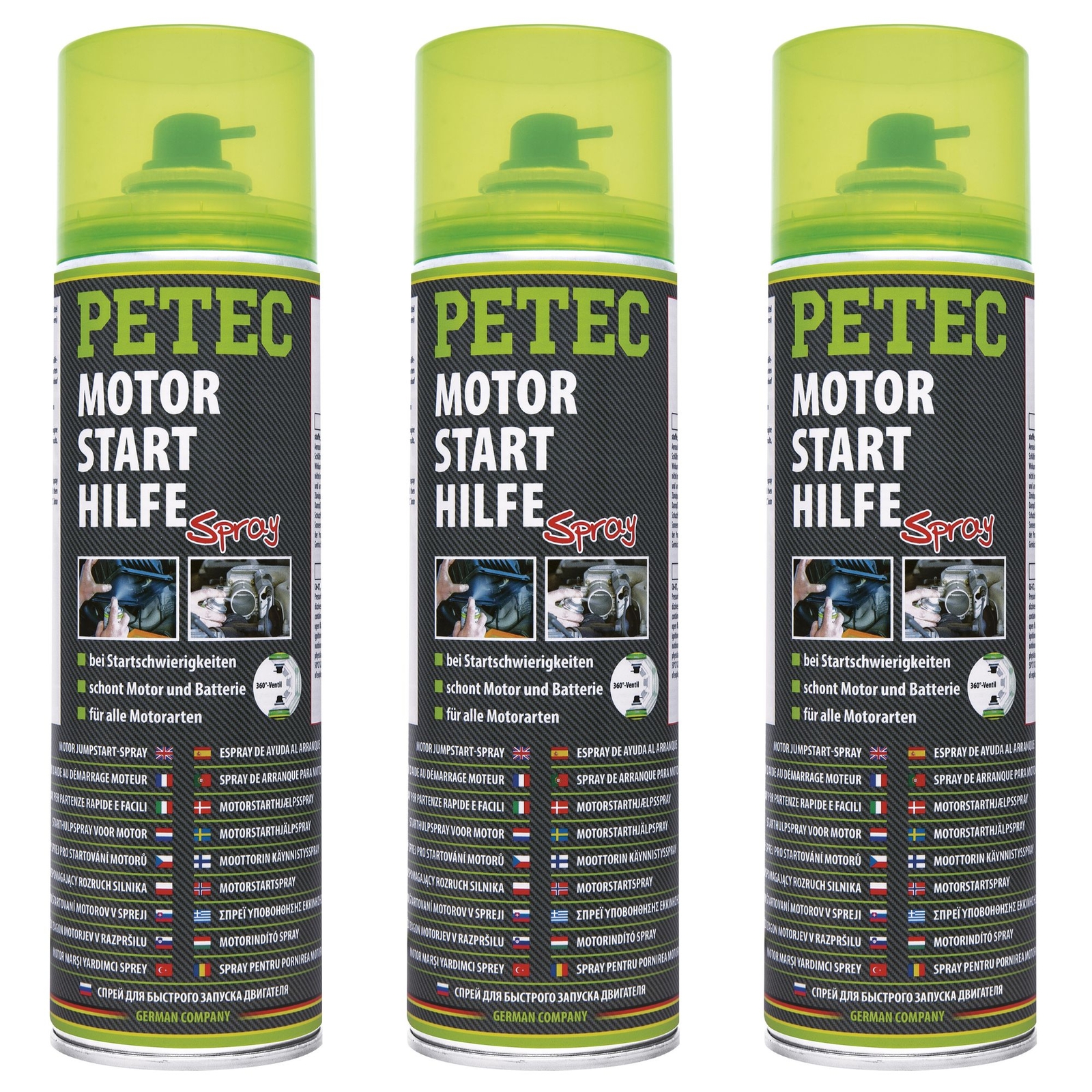 Petec 3x Motorstarthilfe Startspray Start Spray 500ml