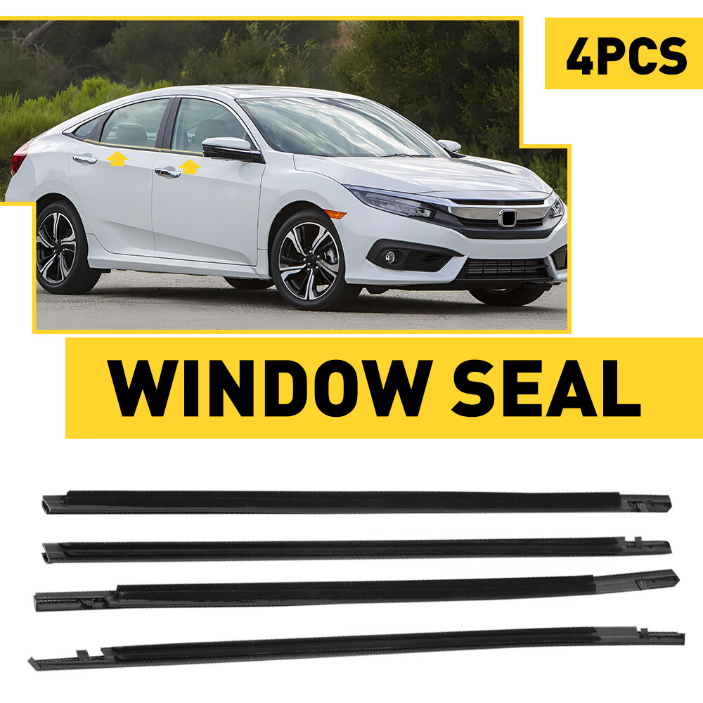 Weatherstrip 4PCS Window Moulding Trim Seal Belt For Honda Civic 2016-2021 Sedan
