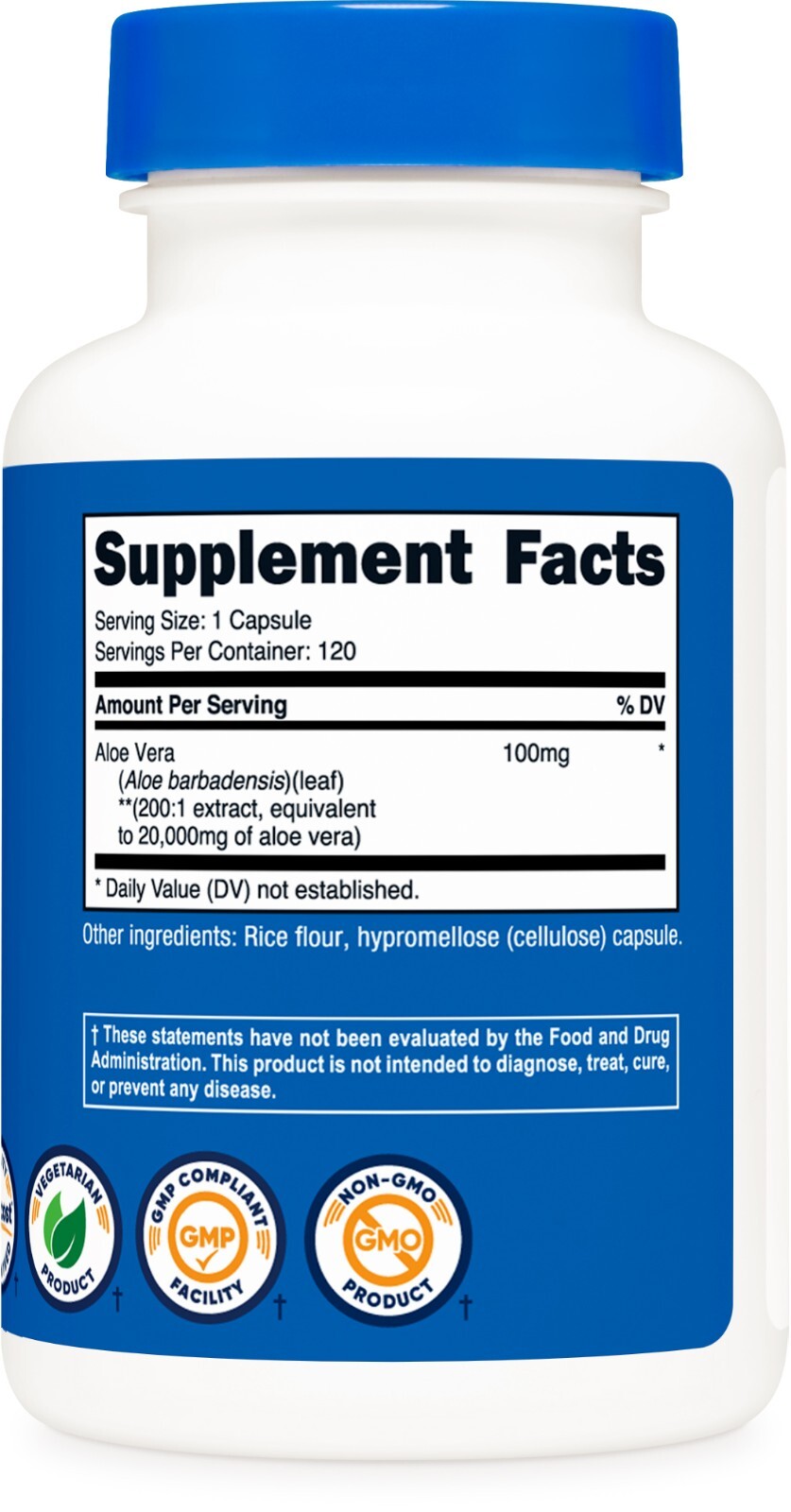 Nutricost Aloe Vera 100mg 120 Capsules - Gluten Free, Non-GMO & Vegetarian