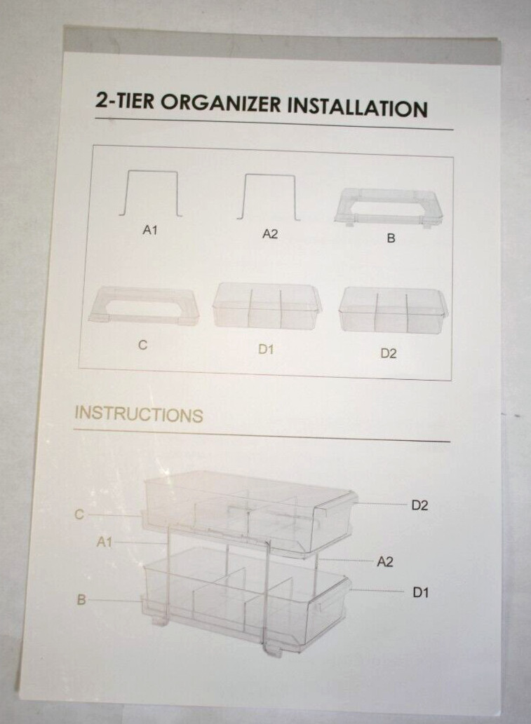 2 Tier Clear Organizer w Dividers Multi Purpose Slide Out Organizer Pack of 2