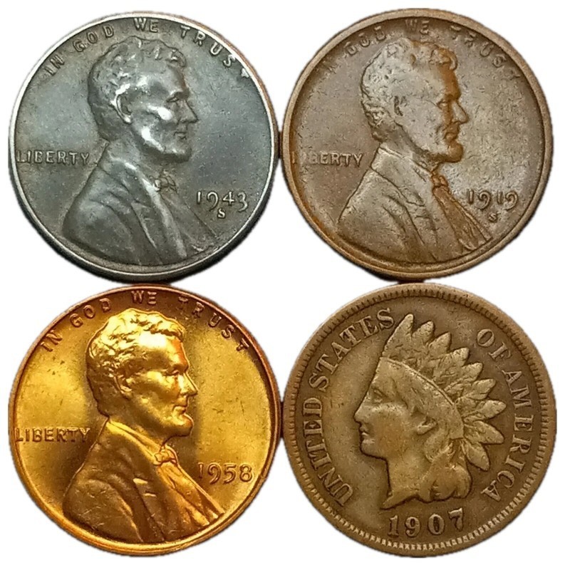 INDIAN  HEAD  PENNY  Starter Collection Lot of 4 Old US Coins WITH  TRACKING #2