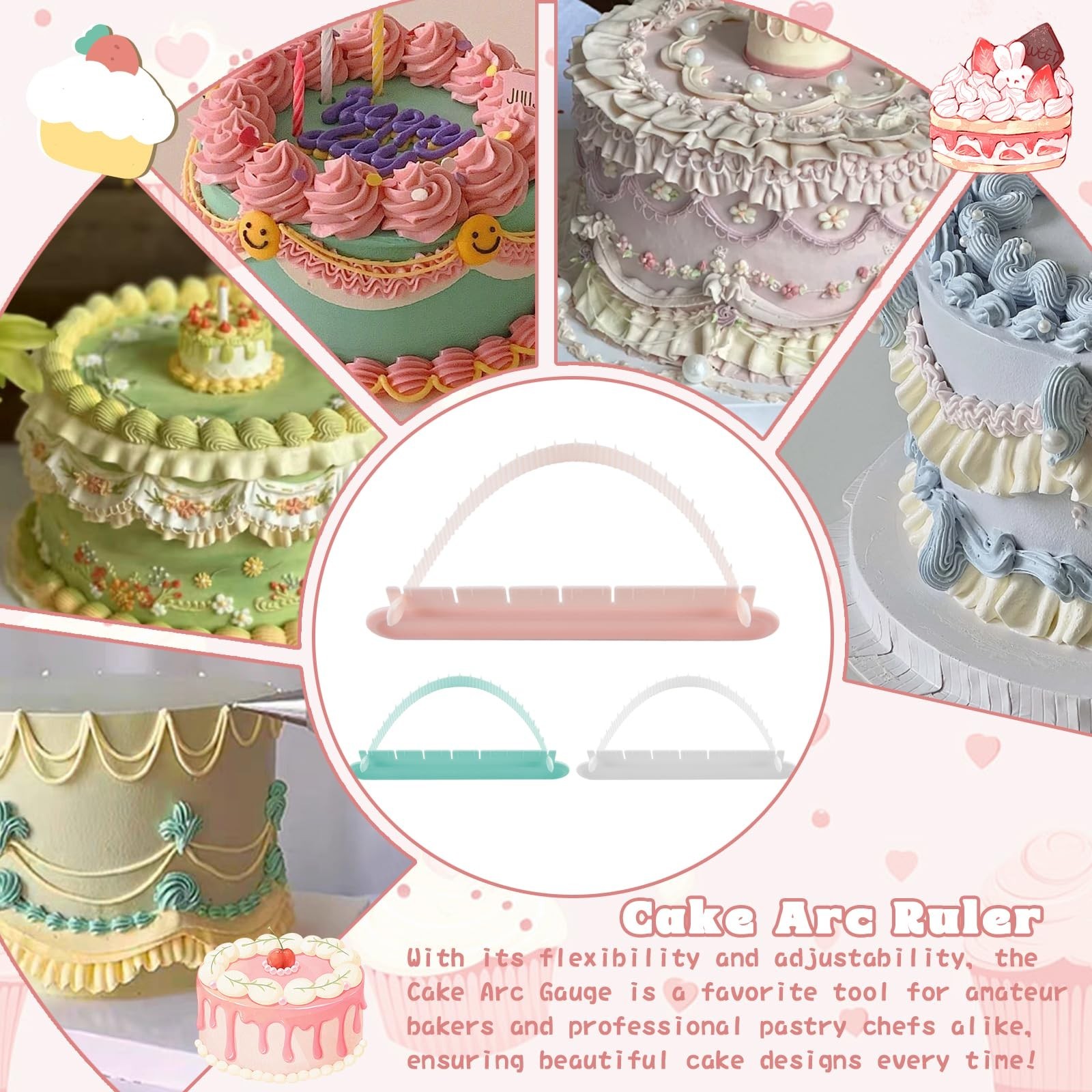 3 Pack Cake Arch Guide Tool, Cake Writing Tools, Convenient for Controlling t...