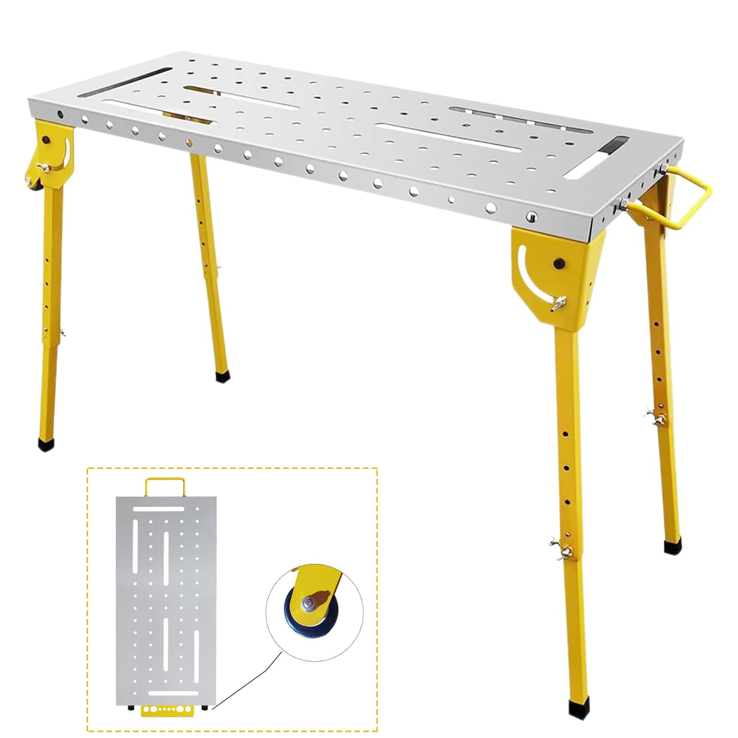 Welding Workbench W/ 5/8" Holes Steel Welding Table, Adjustable Angle & Height