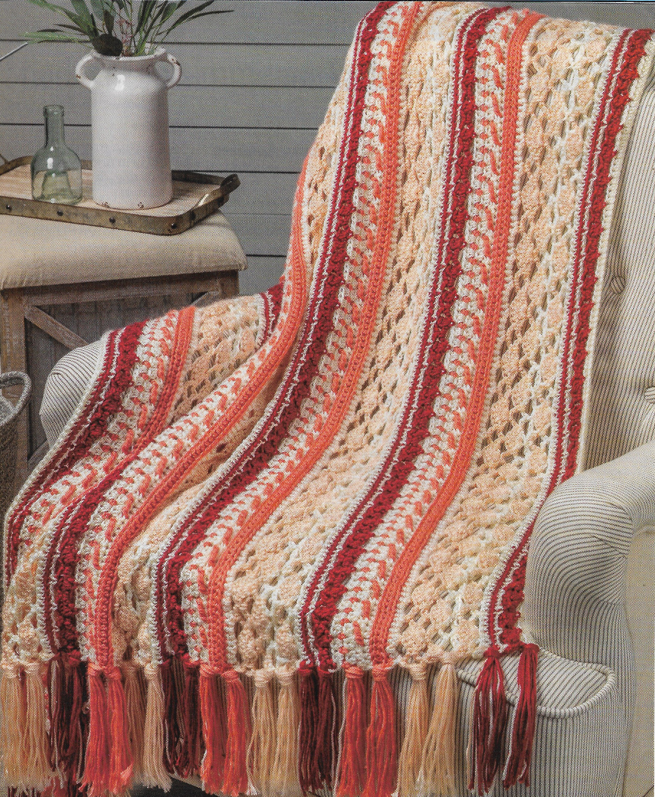Shades of Persimmon Afghan crochet pattern instructions