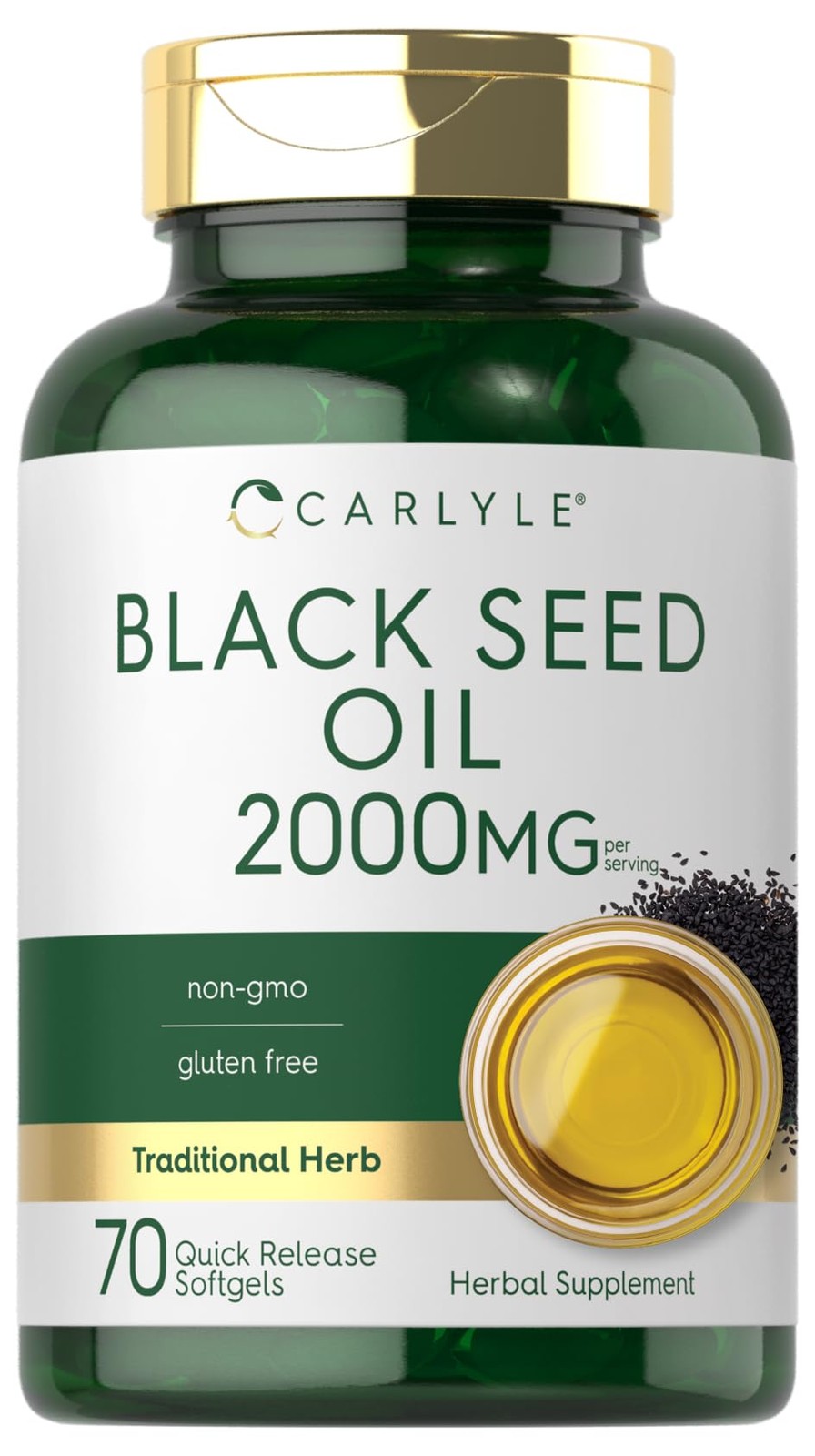 Carlyle Black Seed Oil Softgel Capsules | 2000mg | 70 70 Count (Pack of 1)