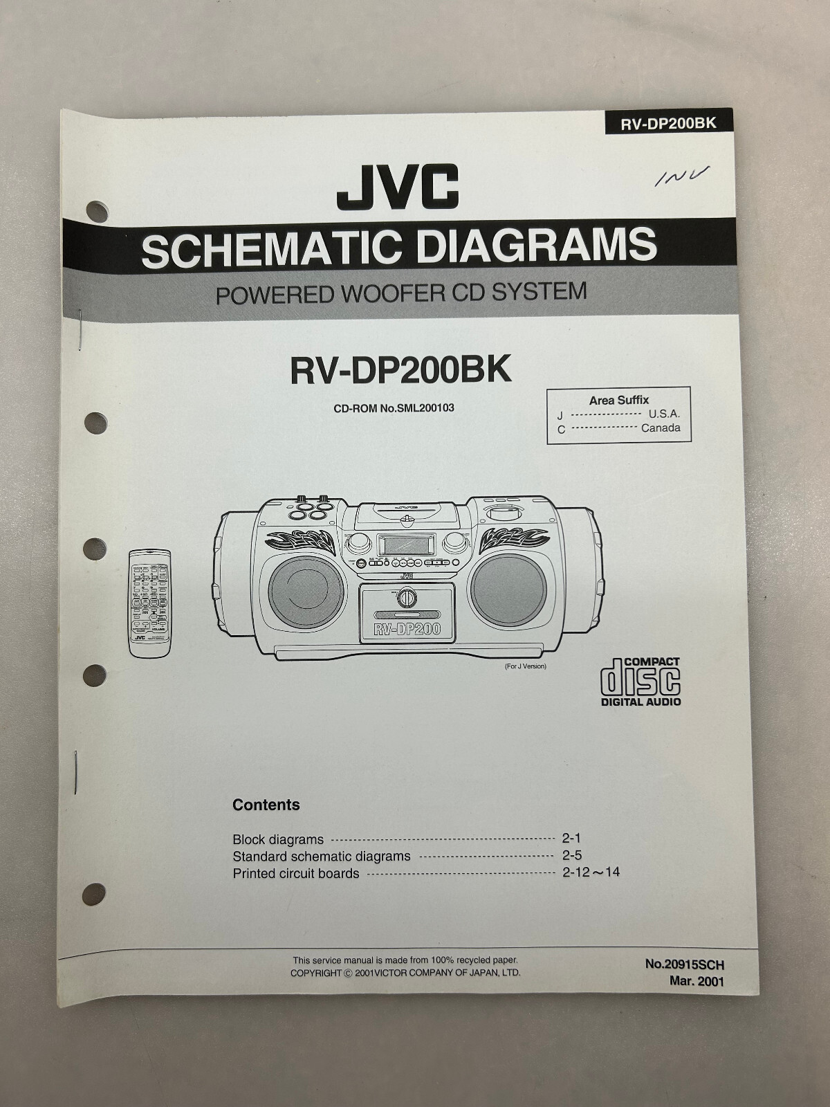JVC RV-DP200BK Original Schematic Diagrams Free Shipping