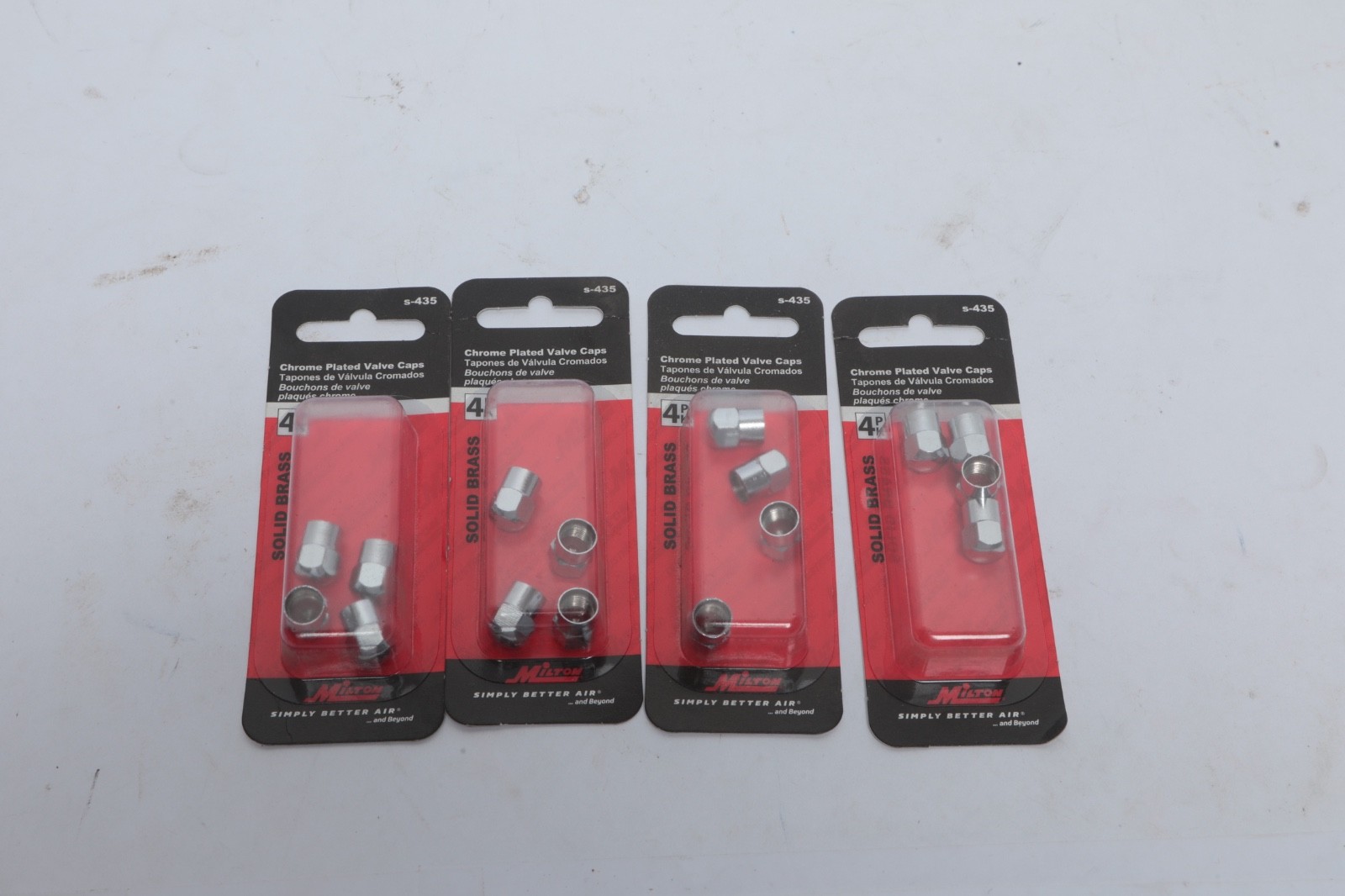 4 Milton S-435 Chrome Plated Valve Caps 4 Pack
