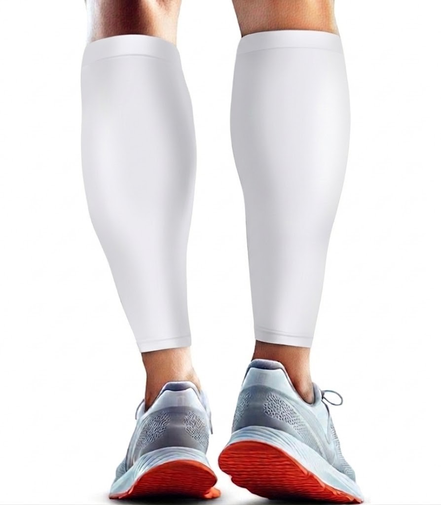 Stretch Compression Calf Leg Sleeve for Running Jogging White 1 Pair