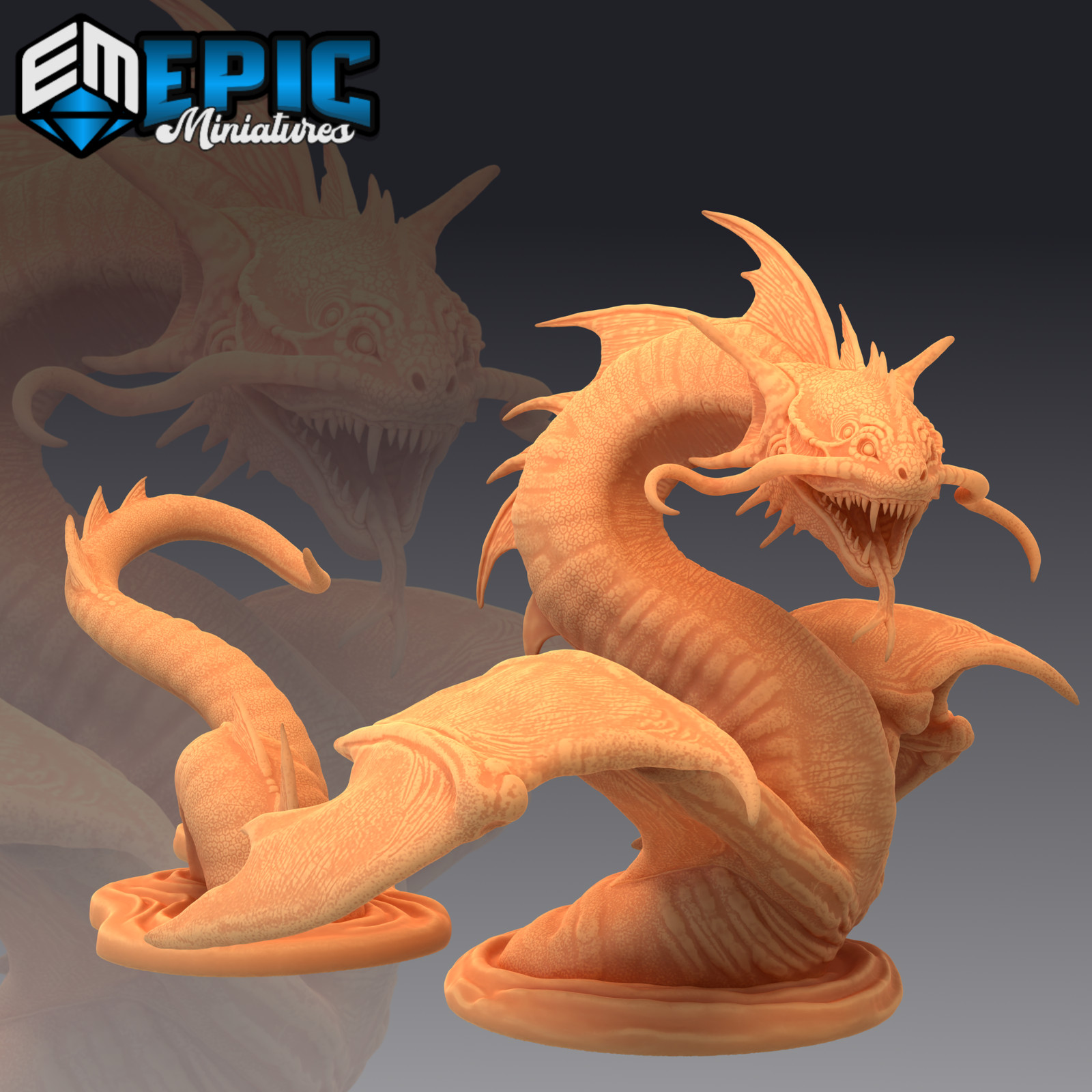 Swamp Wyrm, Dungeons and Dragons Miniature, D&D Dragon, Epic Miniatures, Fantasy