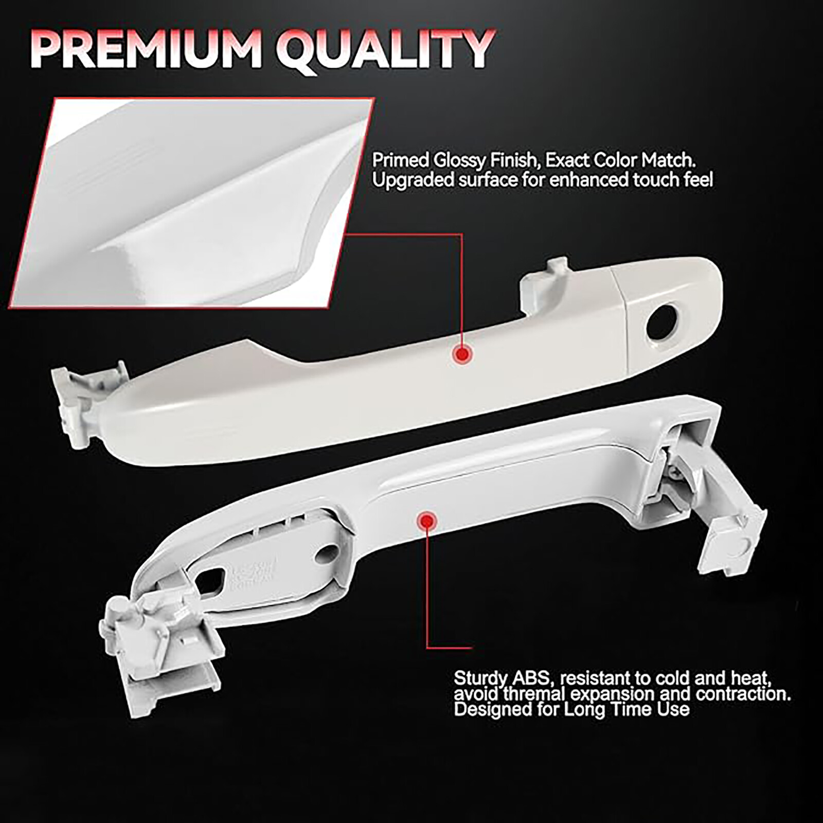White Door Handle Outside Front Left Driver Side For Toyota Camry 2012-2017