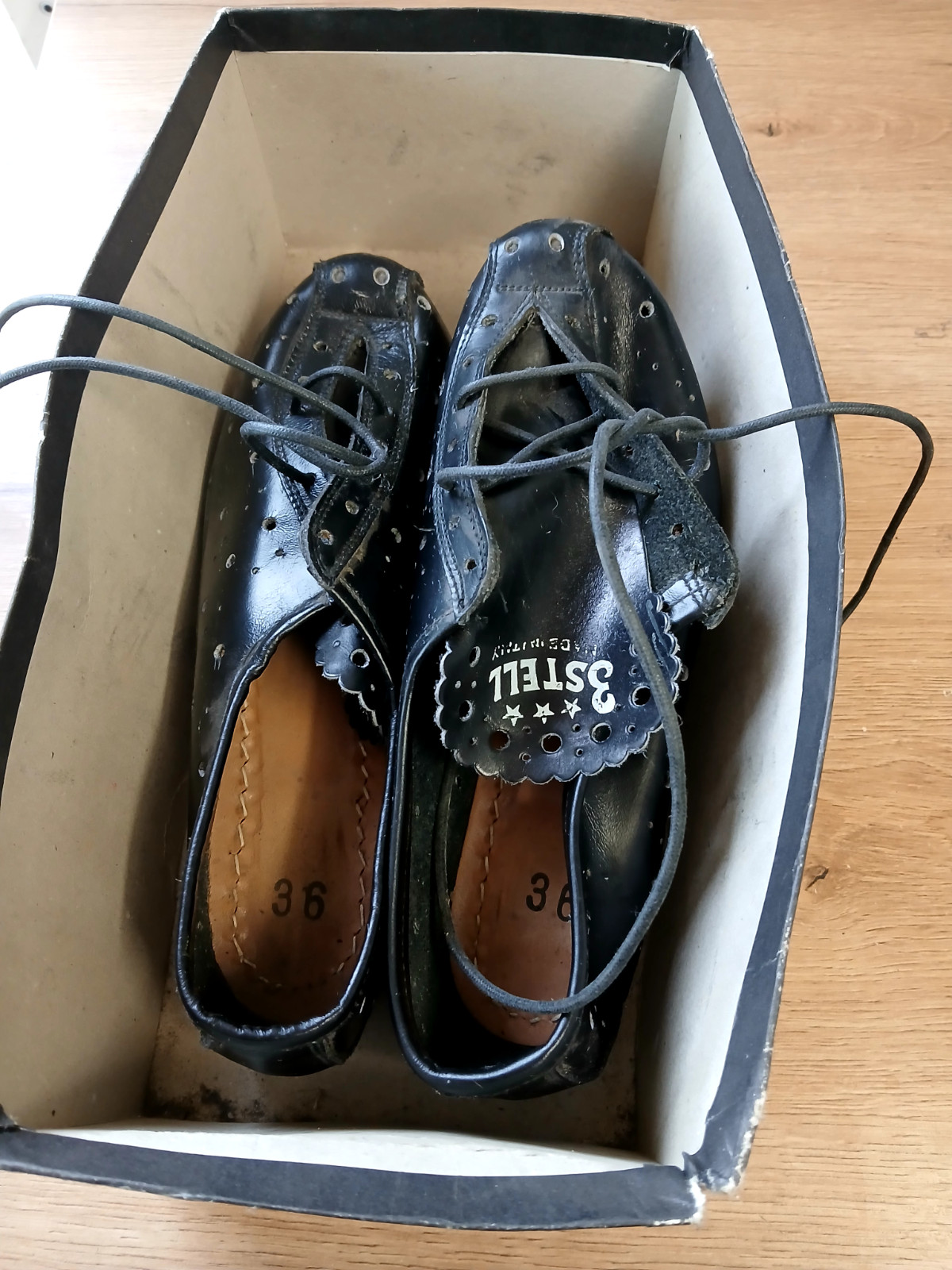 Vintage LA 3 Steel Cycling Shoes Black Size 36 Retro Road Bike Leather
