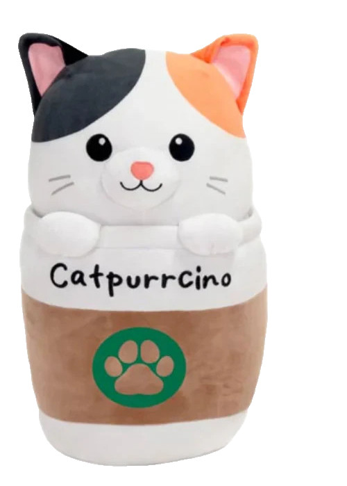Fiesta Plush Toy Catpurrcino 9 Inch Orange / Black Cat Coffee Cup Plush New