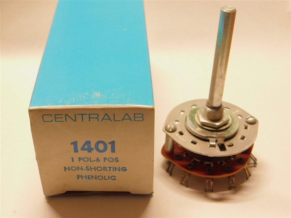 Centralab 1401 1-Pole 6 Position Non-Shorting Rotary Switch Phenolic Insulated