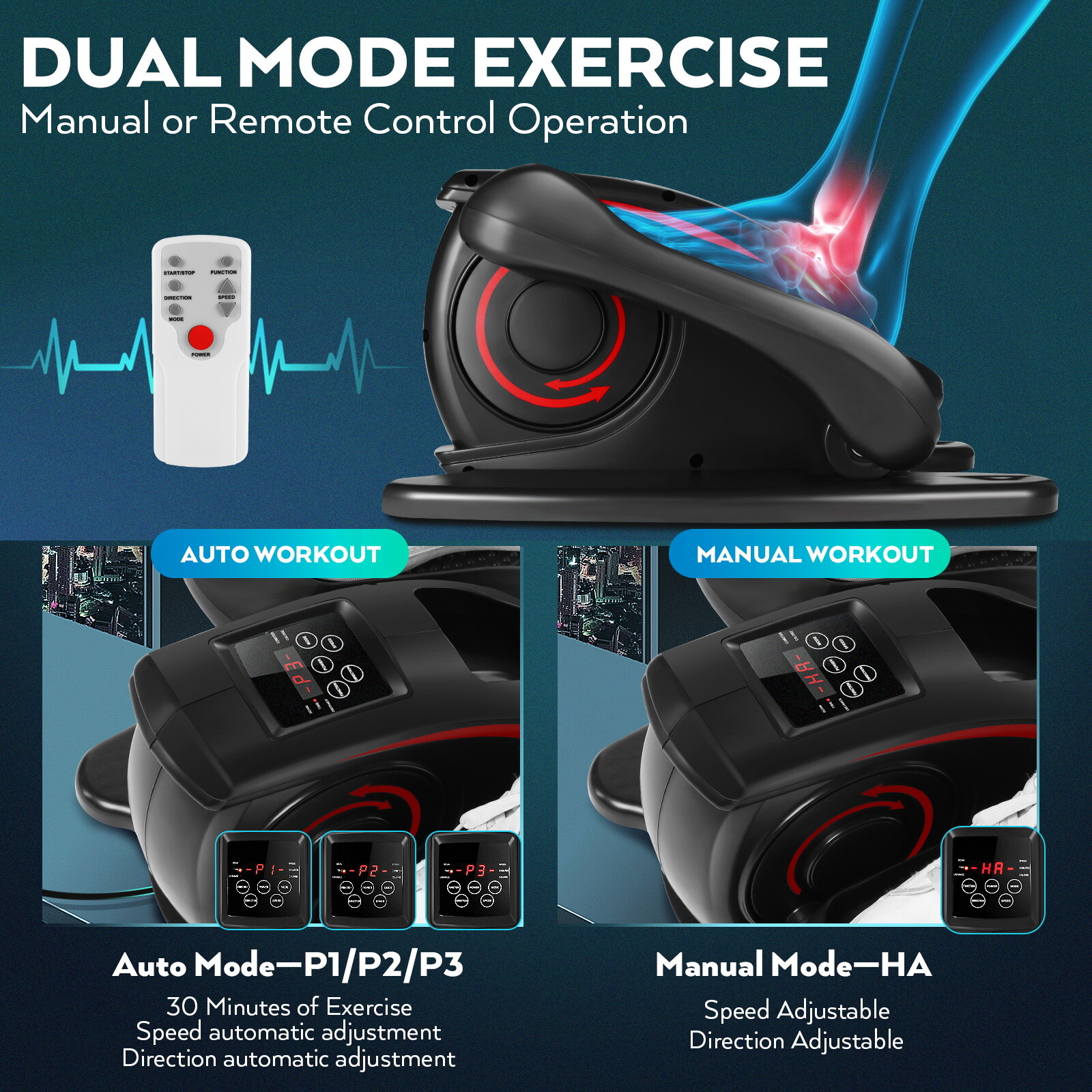 Ellipse Electric Elliptical Machine Under Desk Leg Exerciser for Home