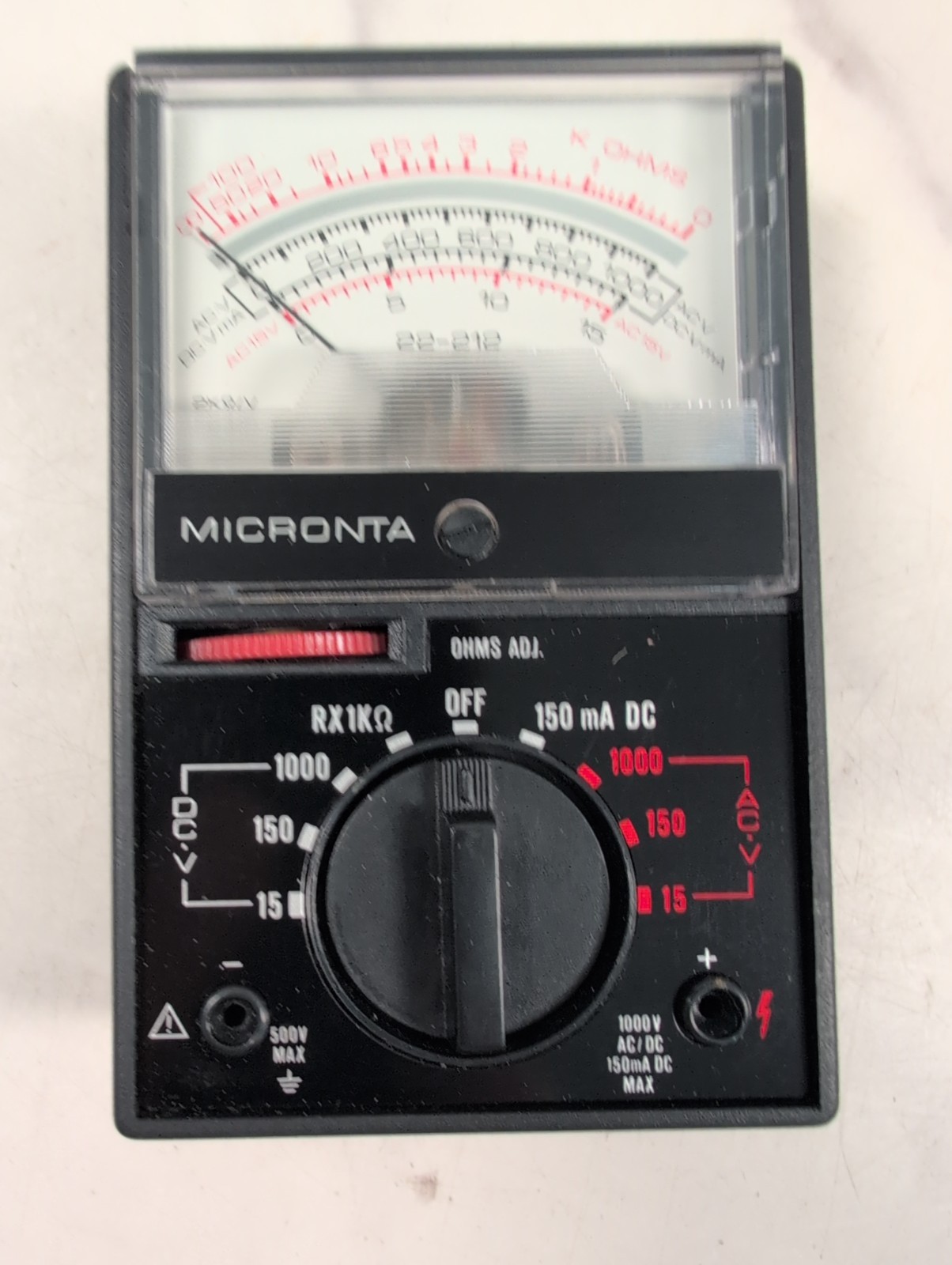 Vintage RadioShack Micronta 22-212 Multimeter 8 Range AC/DC Current Ohms Tester