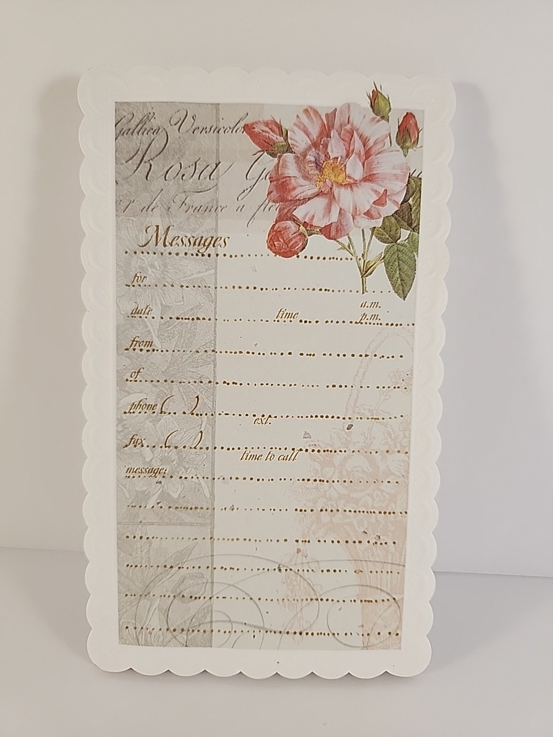 Carol's Rose Garden MESSAGE List Pad Flowers @ Work die-cut Emboss Roses Design