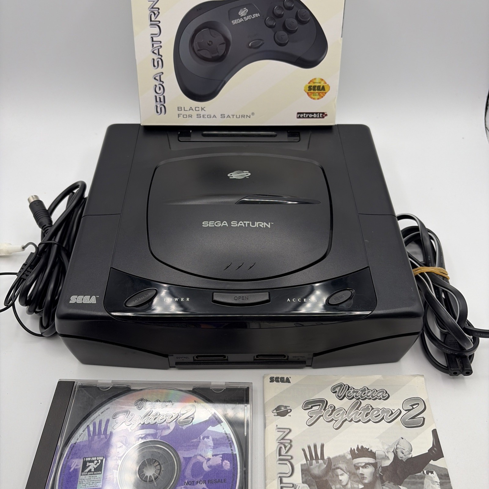 Sega Saturn Console W Controller All Cables AV Virtual Fighter 2 Tested CLEAN!!