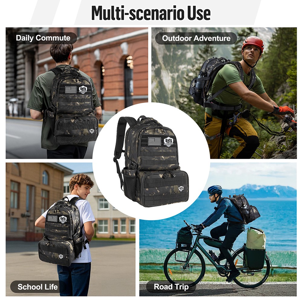 Tactical Backpack for Men, Features 6L Insulated Lunch Box&17" Laptop Compartmen