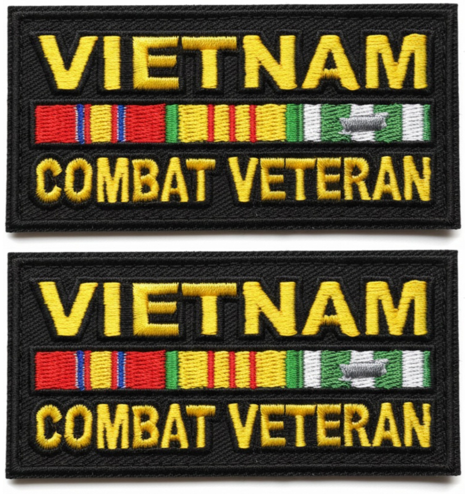 Vietnam Combat Veteran Service Ribbon Patch - 2PC  HOOK BACKING   3.5"x1.75"