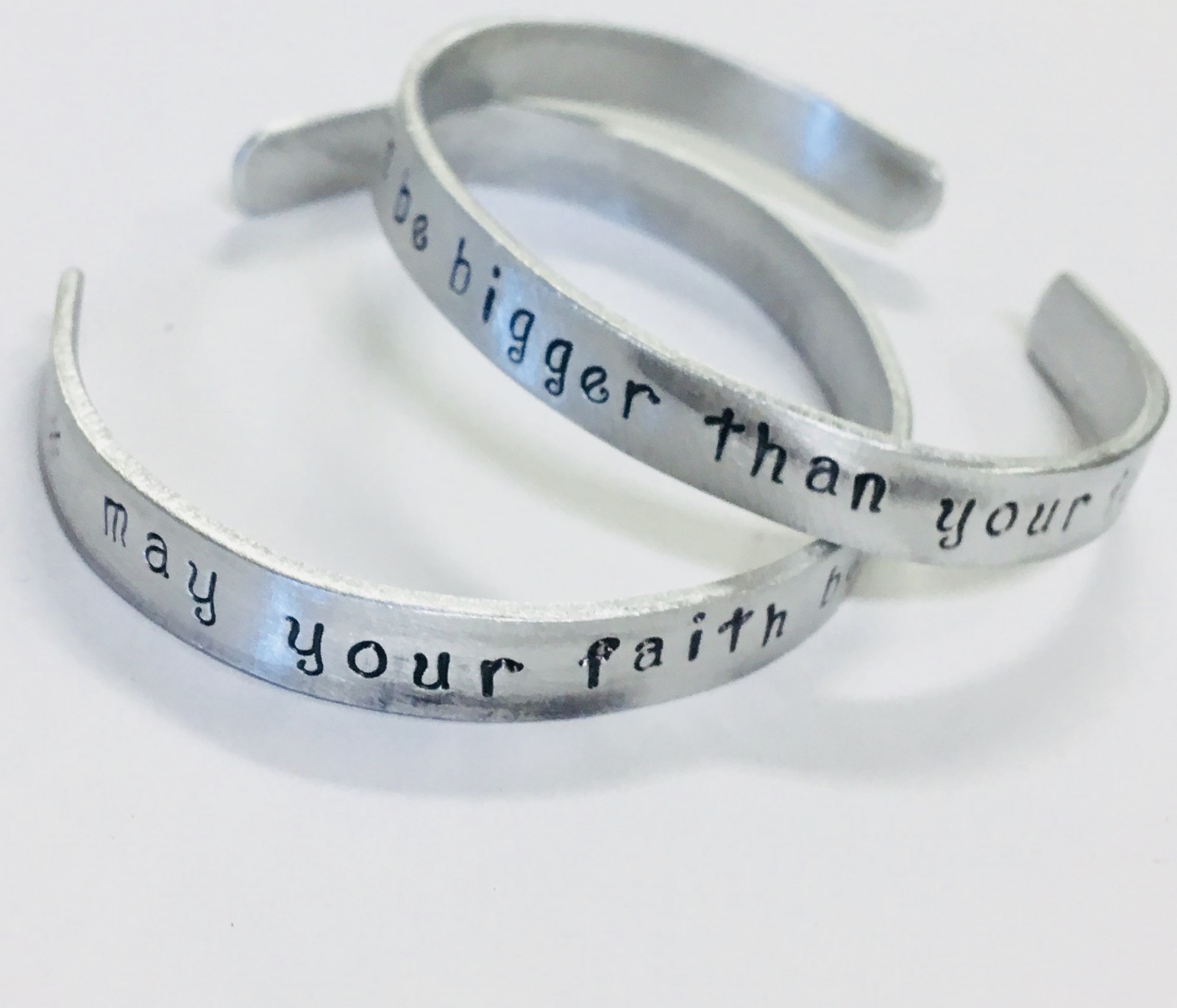 May your faith be bigger than your fear handstamped cuff bracelet FREE SHIPPING