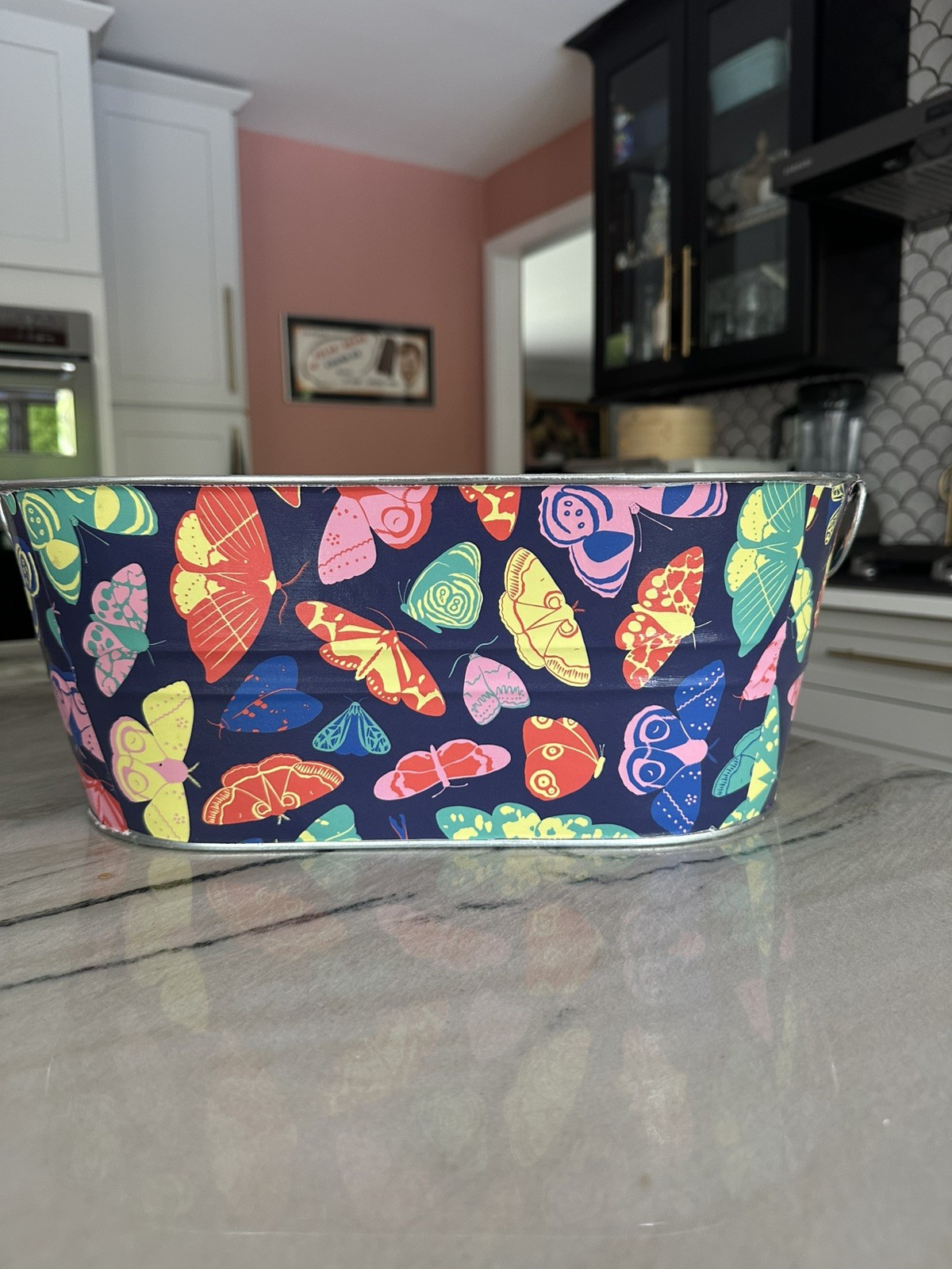 Butterfly Oval Decoupaged Bucket