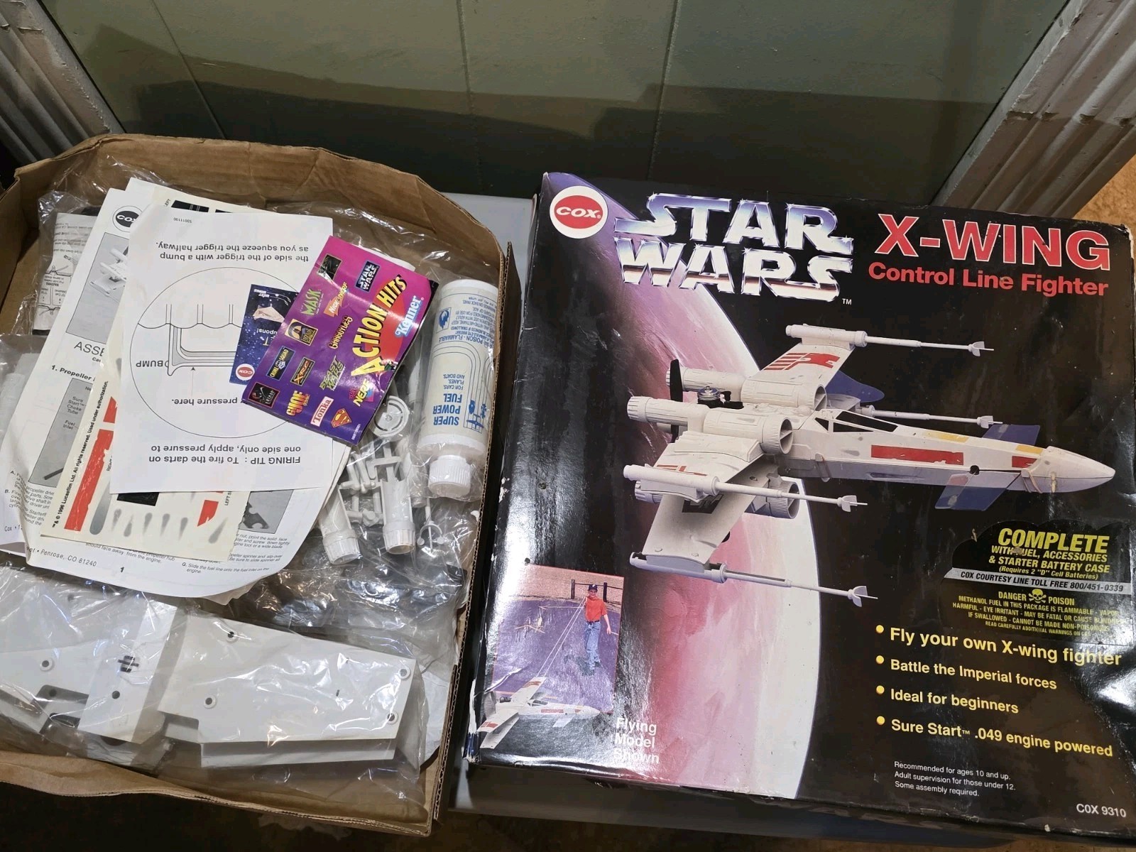 Cox Star Wars X-Wing Control Line Fighter Tether Plane 049 Engine 9310 Complete