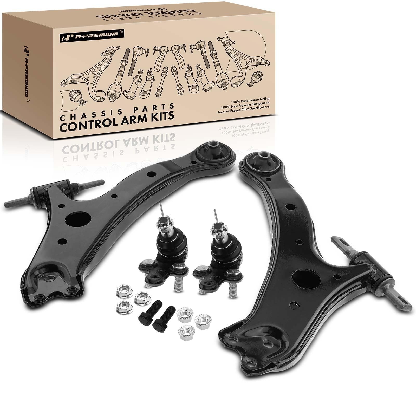 A-Premium 4Pcs Front Suepnsion Kit, Lower Control Arm, Lower Ball Joint, Comp...