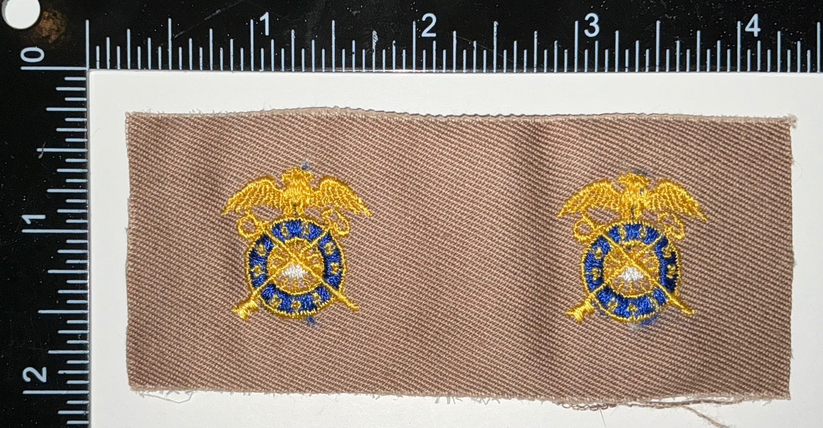 WWII US Army QM Quartermaster Corps Officer Insignia Collar Cloth Patch