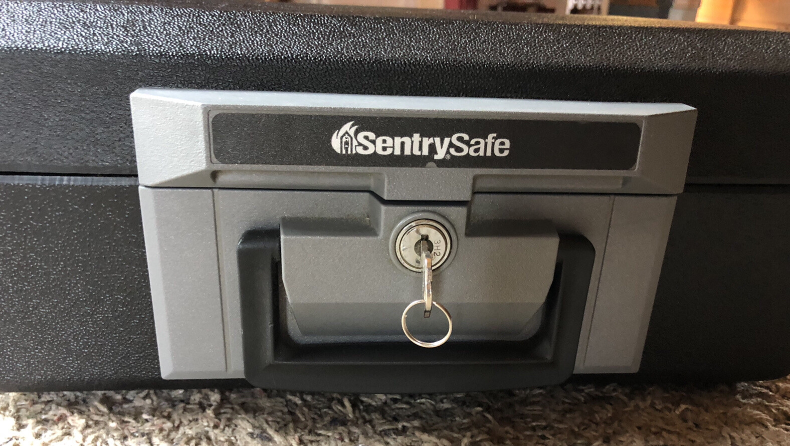 SENTRY SAFE With KEY 15” X 11” X 6” - USED CONDITION