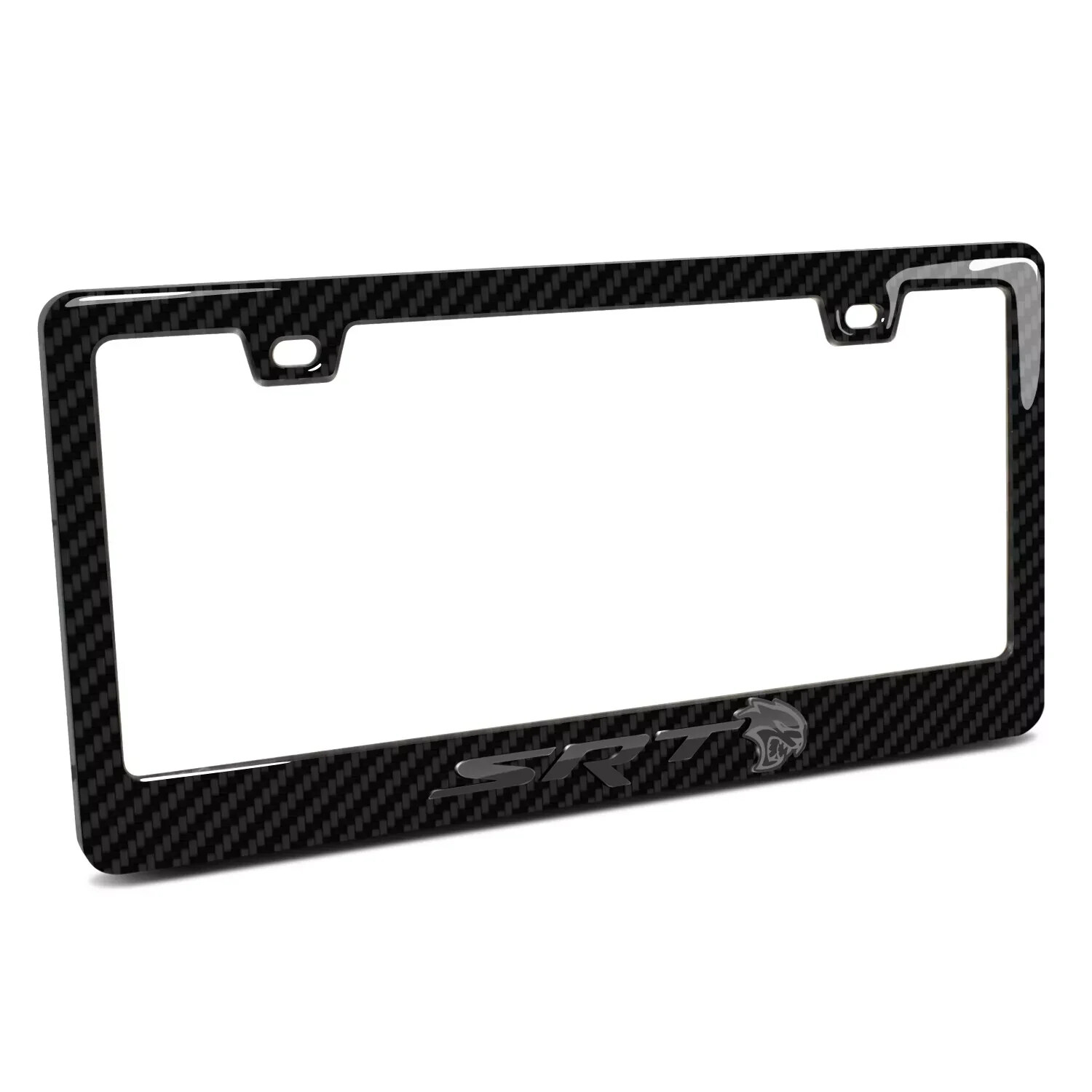 Dodge SRT Hellcat Black 3D Real Carbon Fiber ABS Plastic License Plate Frame