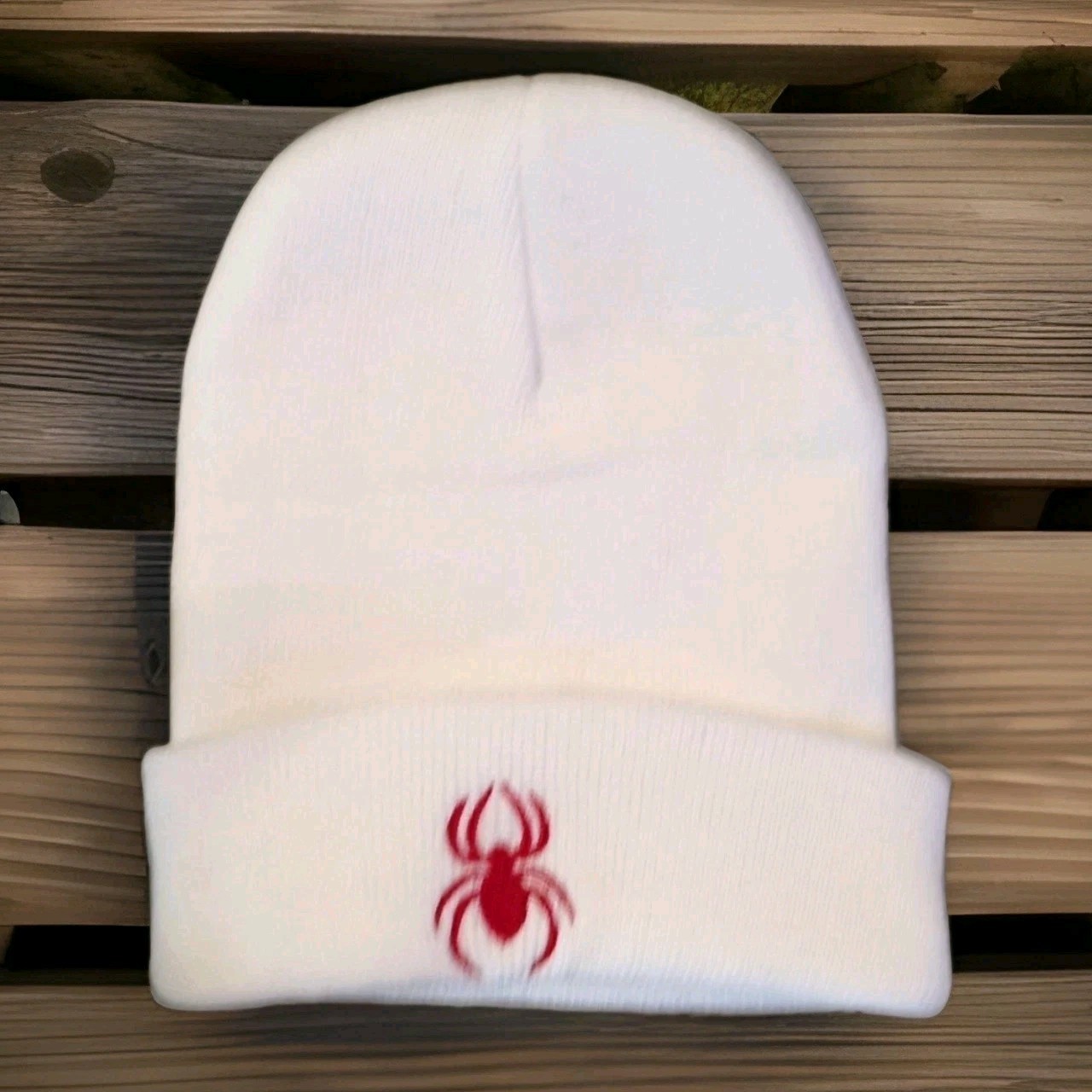 Spyder White & Red Beanie Skull Cap Men's One Size NWT Warm New Sealed