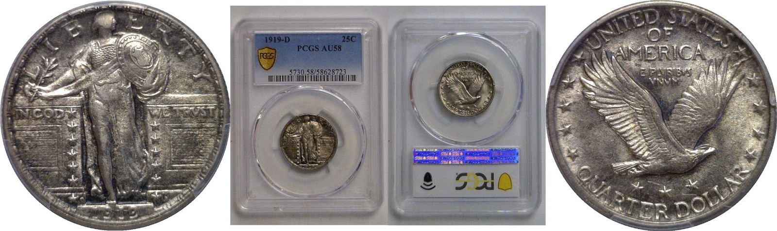 1919-D Standing Liberty Quarter PCGS AU-58