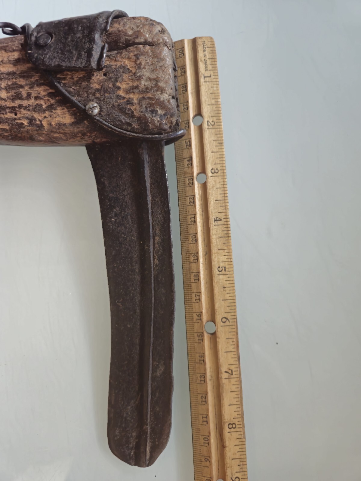 Antique Primitive Wooden Mallet And Sickle Unknown Origin.