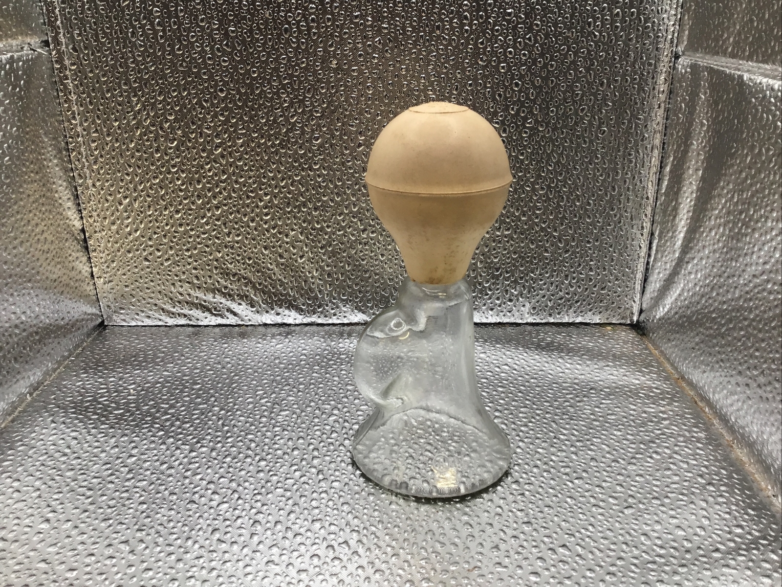 VINTAGE~RUBBER BULB GLASS BREAST PUMP~ANCHOR HOCKING?~ MARKED (A)
