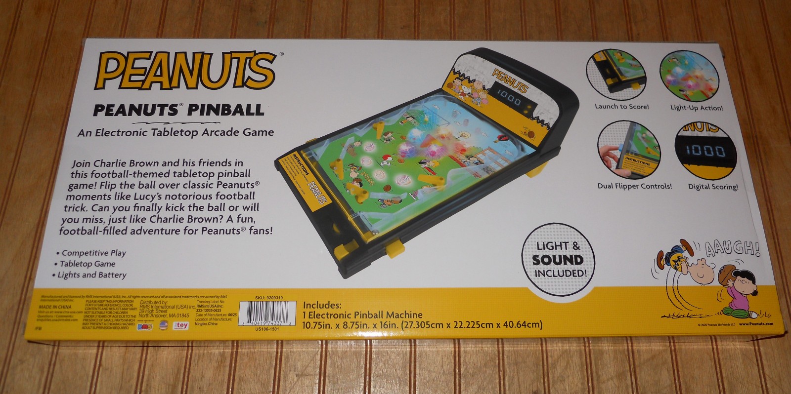 Peanuts SNOOPY Electronic Tabletop Arcade Game PINBALL Machine w/ Lights & Sound