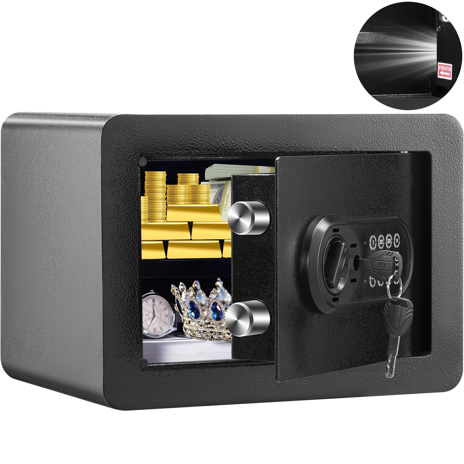 Uimoso Safe 0.5 Cubic Feet Home Safe Steel for Cash Gold 13.8 x 9.8 x 9.8 inch